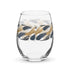 Stemless Wine Glass (15oz) - Brush Strokes in Black & Gold