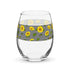 Stemless Wine Glass (15oz) - Sunflowers on Stripes