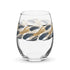 Stemless Wine Glass (15oz) - Brush Strokes in Black & Gold