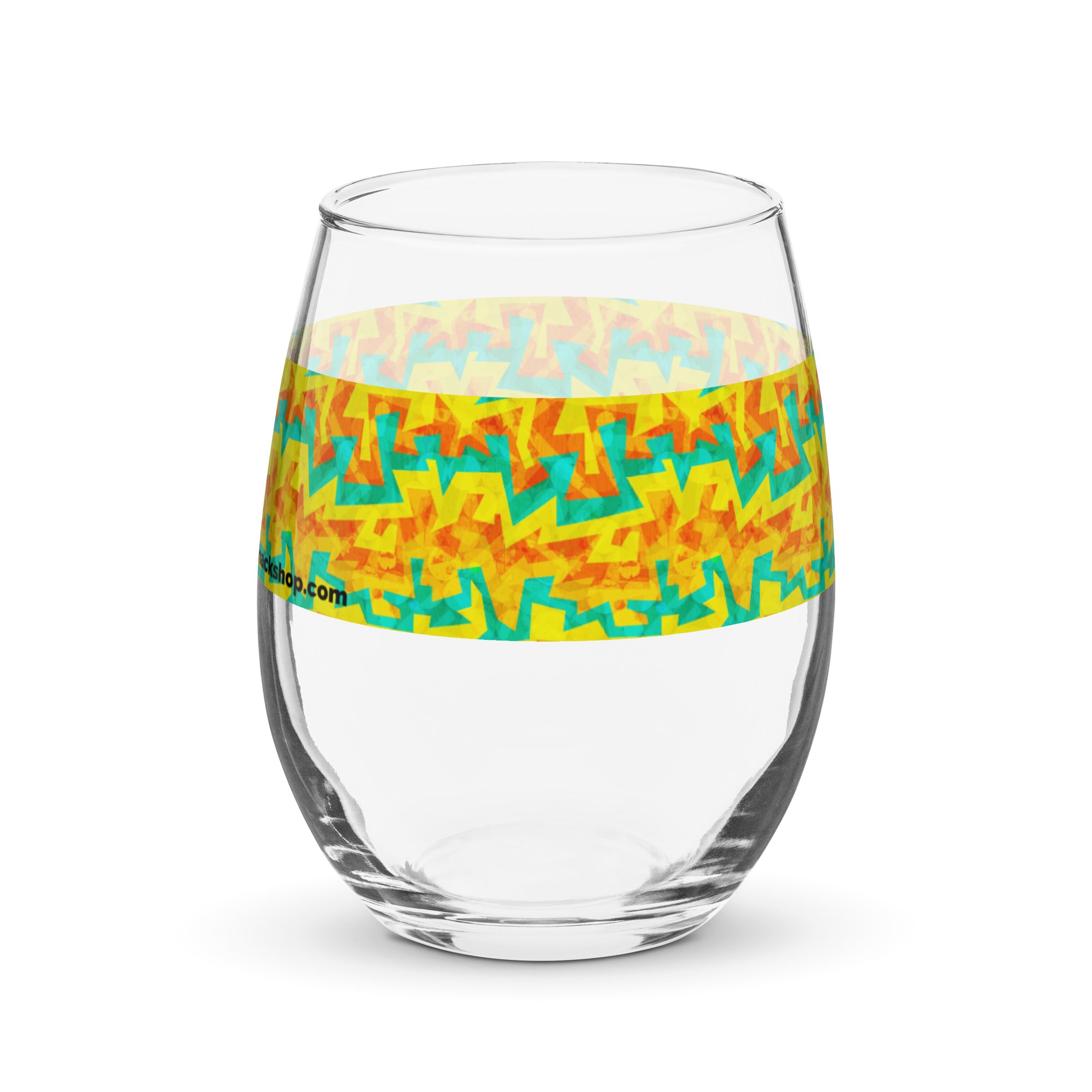 Stemless Wine Glass (15oz) - Geometric Neon in Citrus