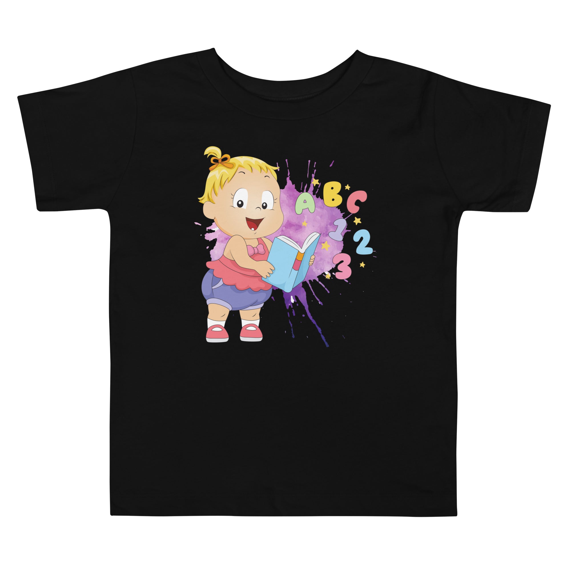 Camiseta de manga corta para niños pequeños - ABC123 (Negro)