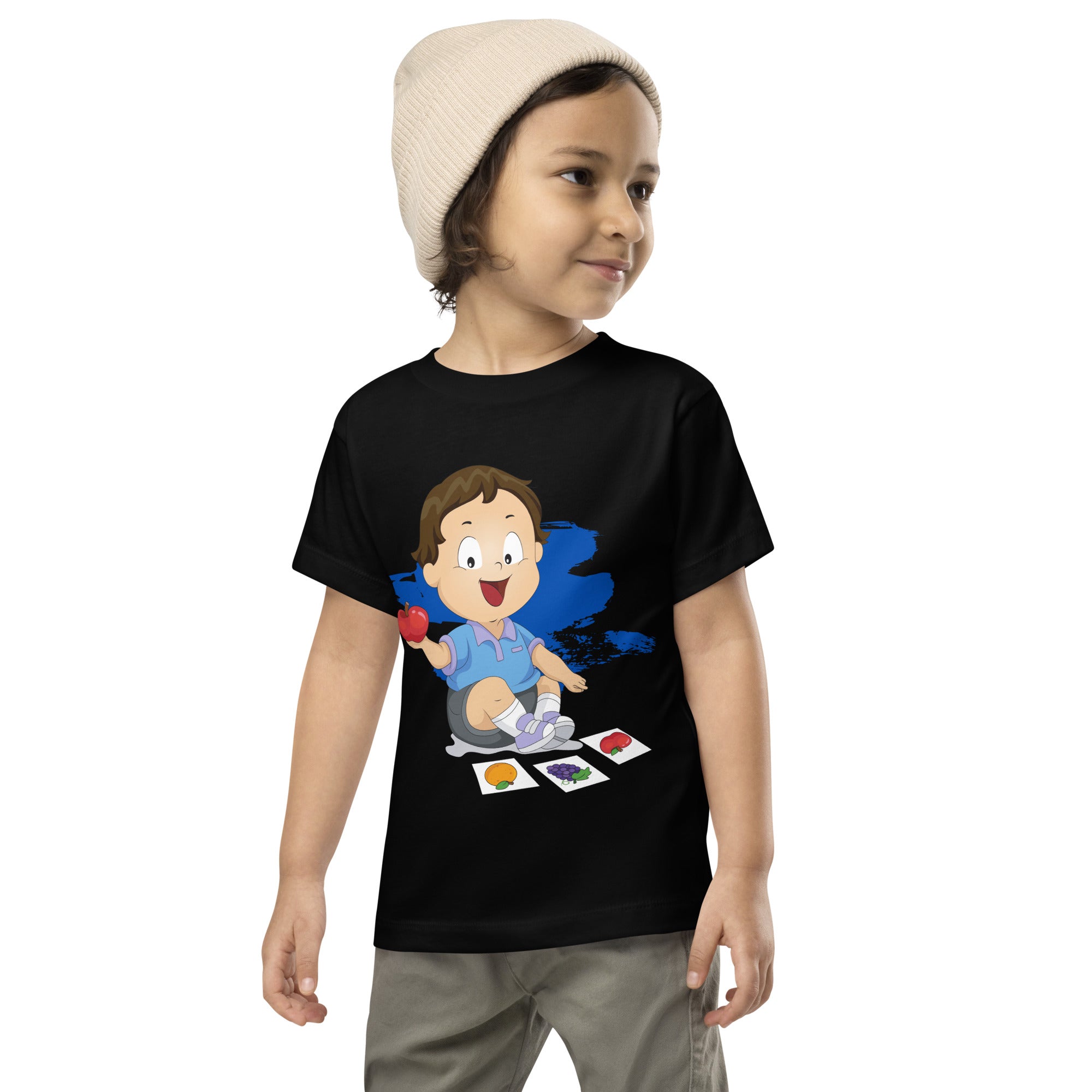 Camiseta de manga corta para niños pequeños - Apple (negro)