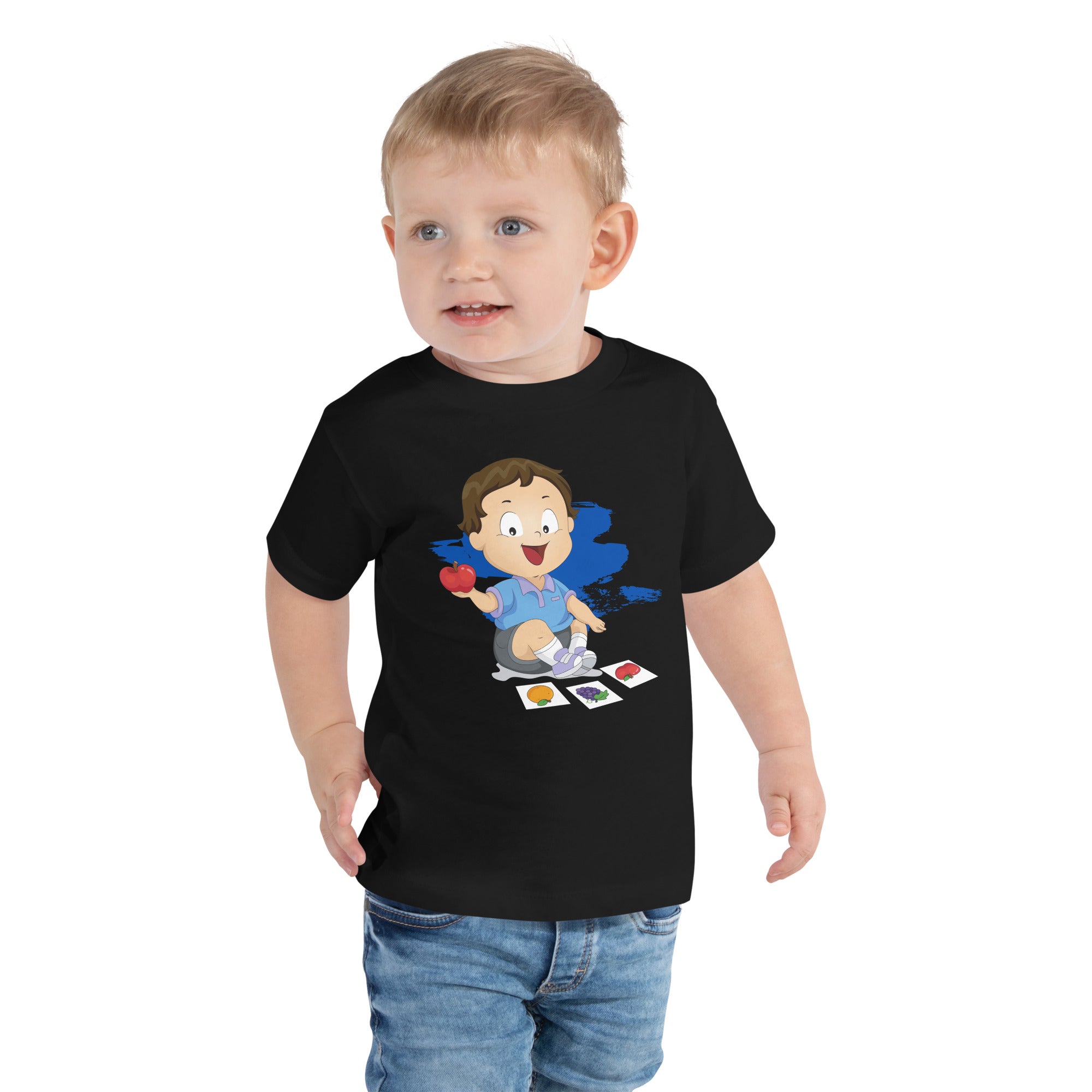 Camiseta de manga corta para niños pequeños - Apple (negro)