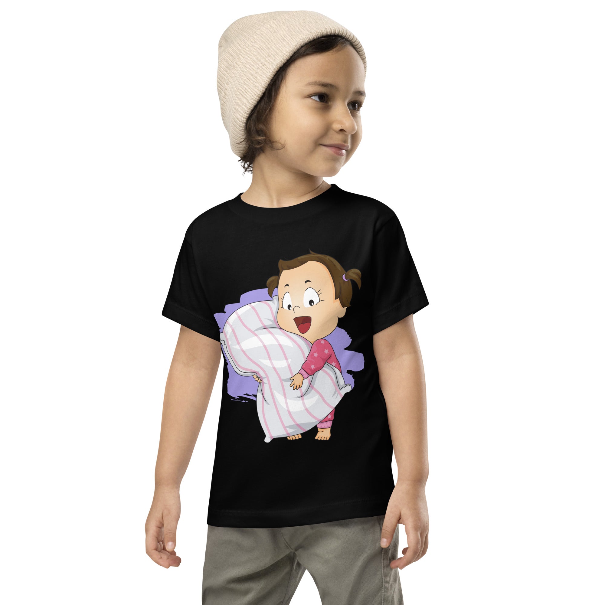 Camiseta de manga corta para niños pequeños - Hora de dormir (negro)