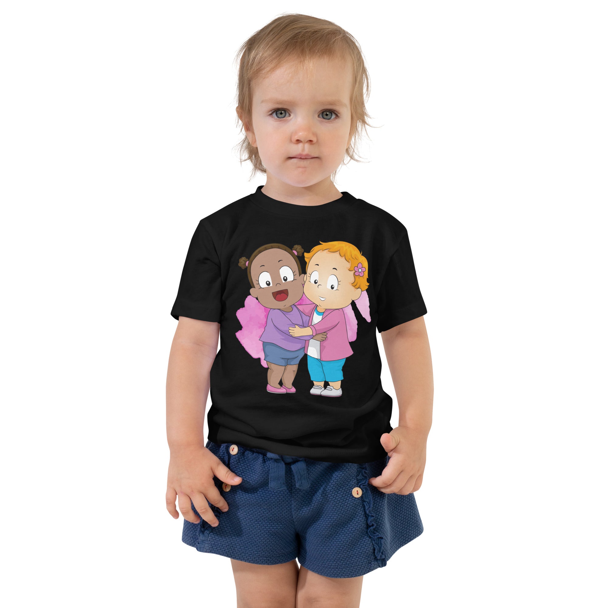 Camiseta de manga corta para niños pequeños - Besties (Negro)