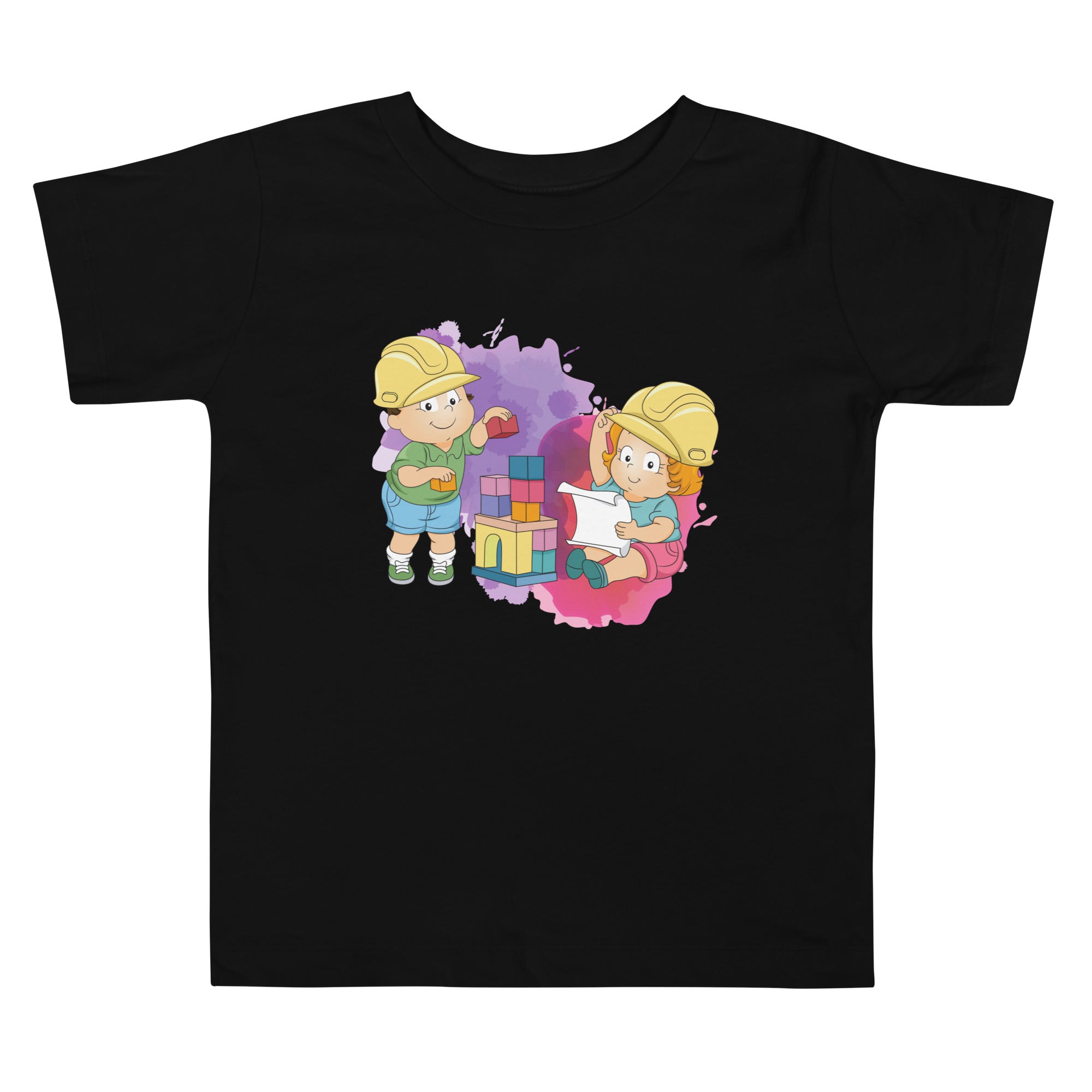 Camiseta de manga corta para niños pequeños - Bloques (negro)