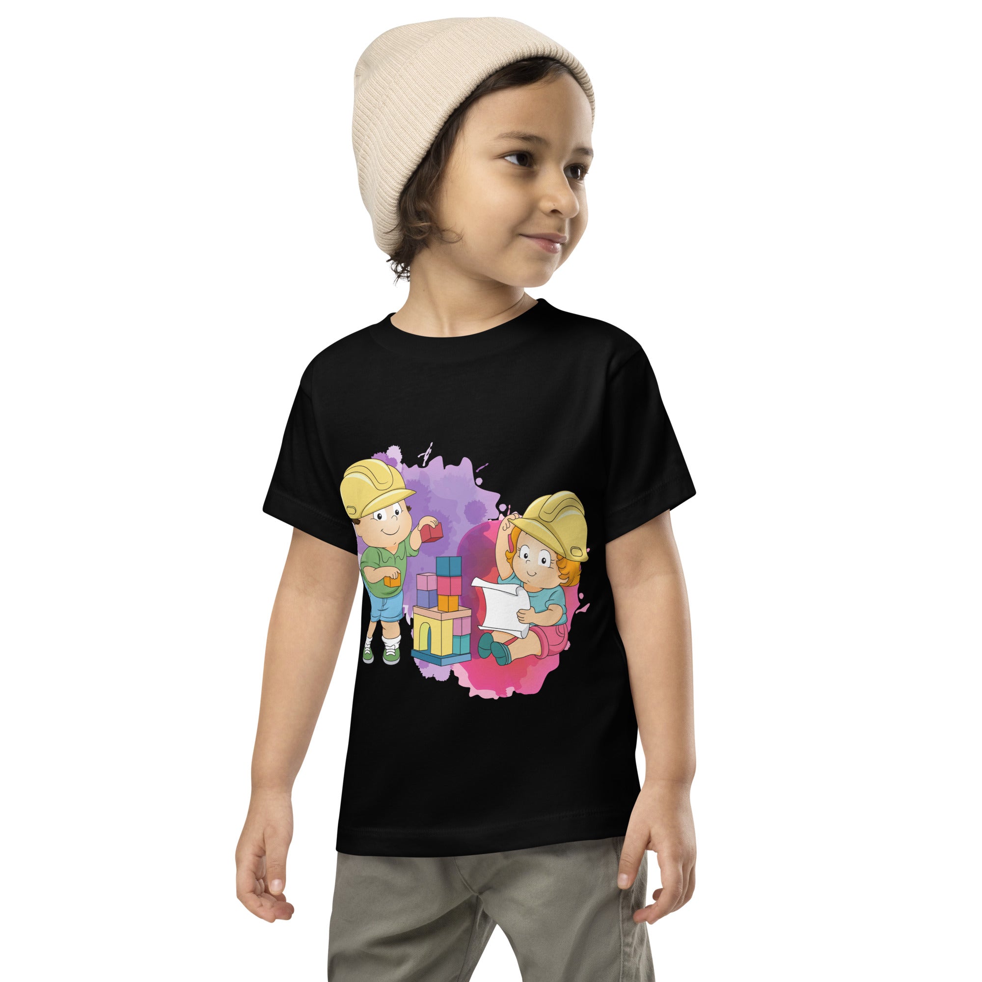 Camiseta de manga corta para niños pequeños - Bloques (negro)