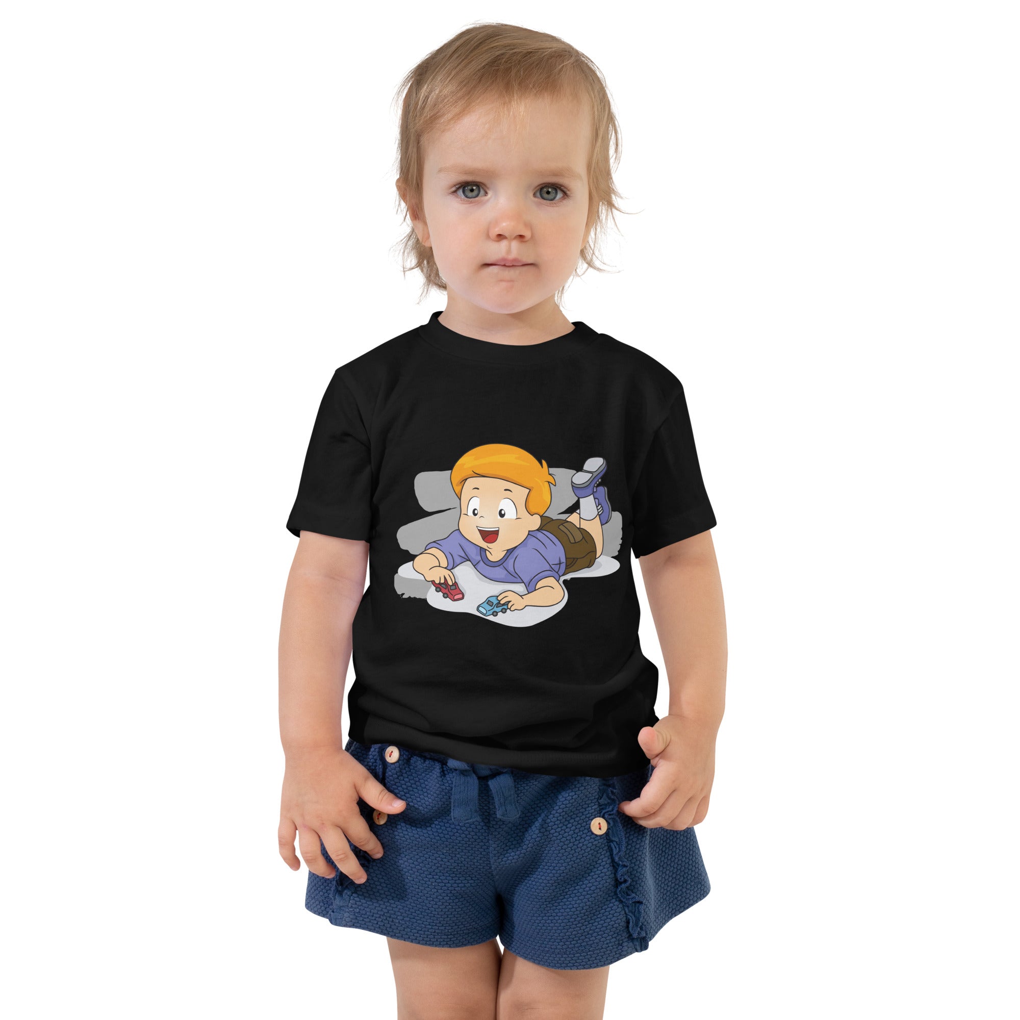 Camiseta de manga corta para niños pequeños - Cars (Negro)