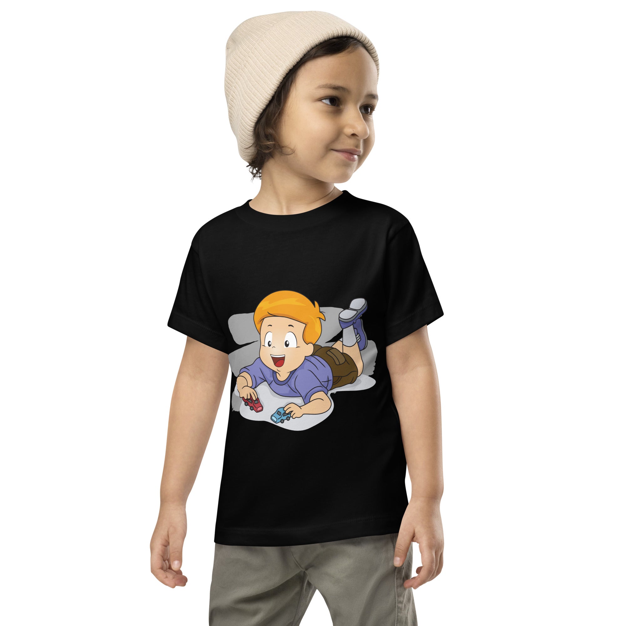 Camiseta de manga corta para niños pequeños - Cars (Negro)