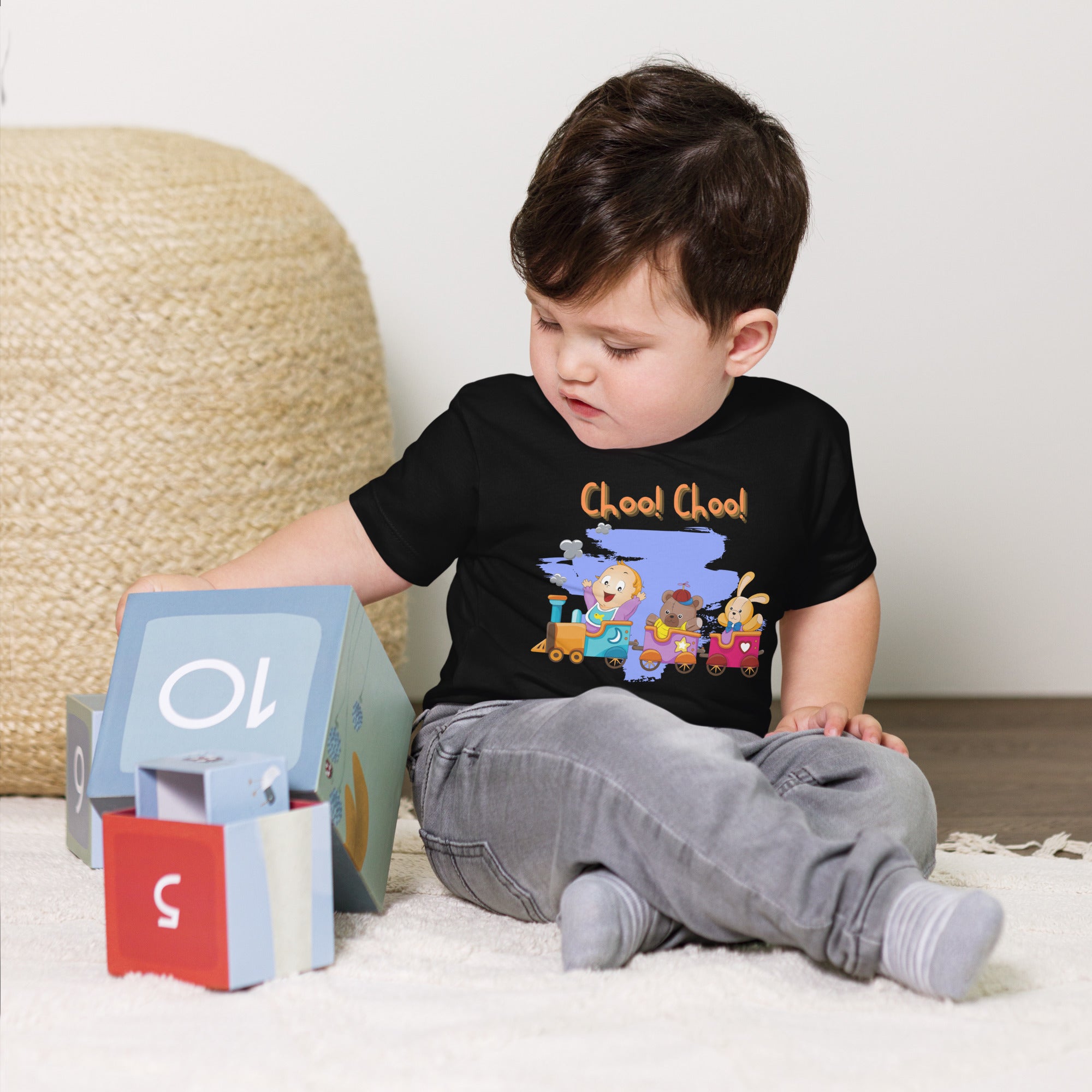 Toddler Short Sleeve Tee - Choo! Choo! (Black)