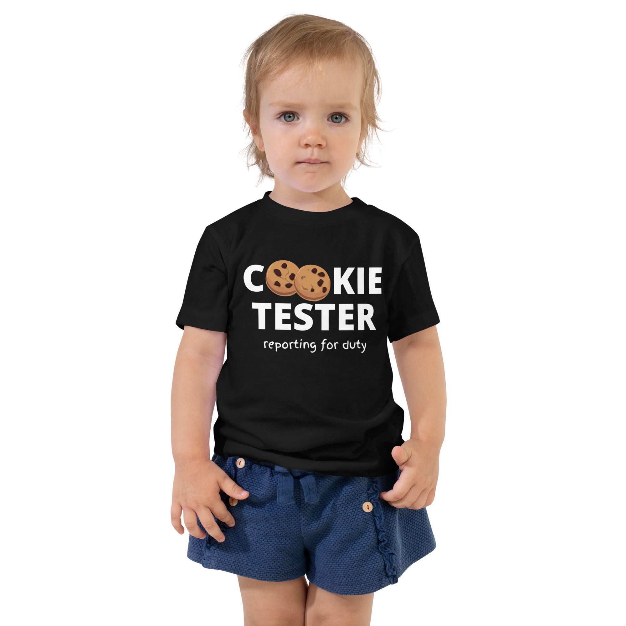 Camiseta de manga corta para niños pequeños - Probador de galletas (negro)