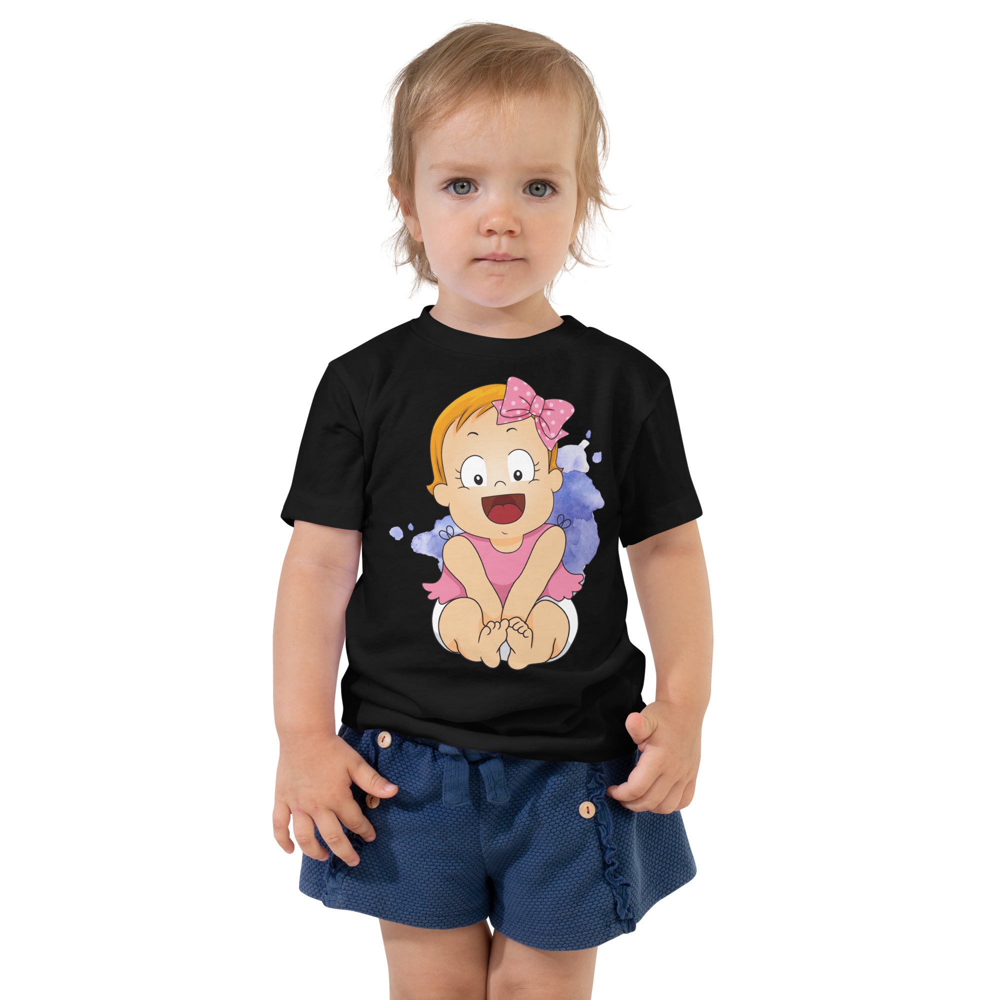 Camiseta de manga corta para niños pequeños - Cutie (Negro)