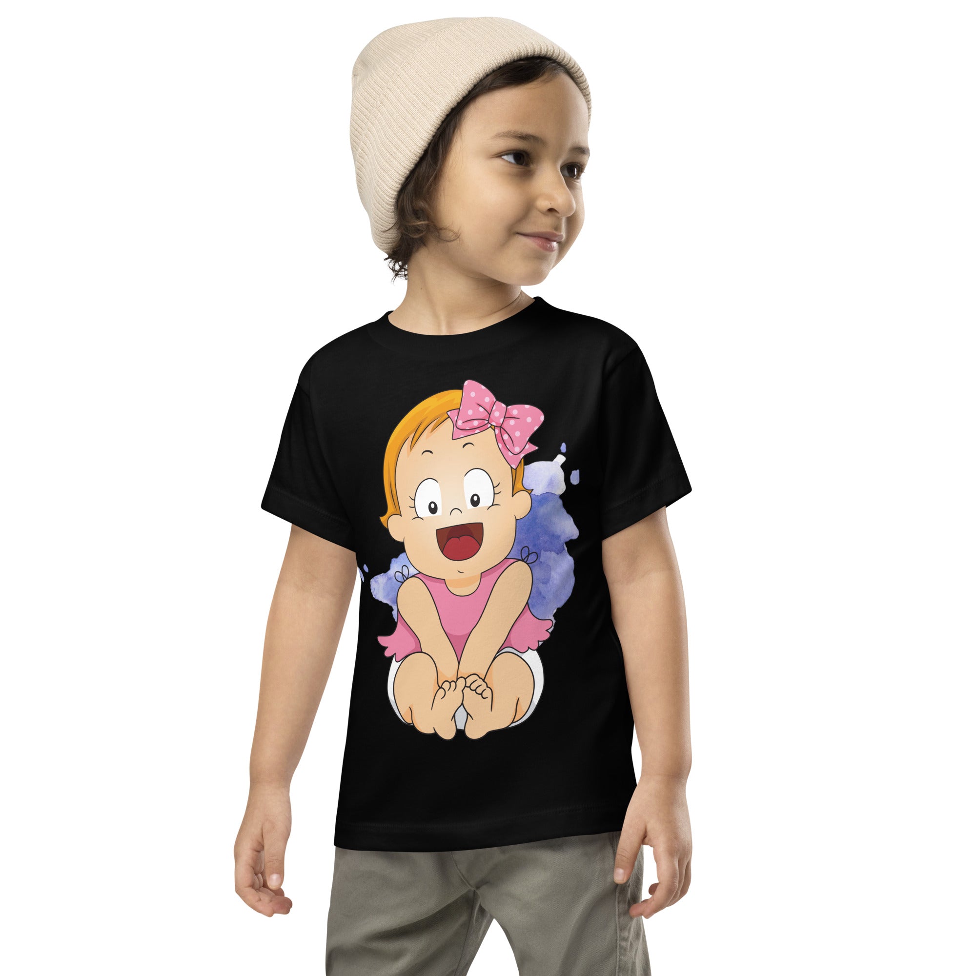 Camiseta de manga corta para niños pequeños - Cutie (Negro)