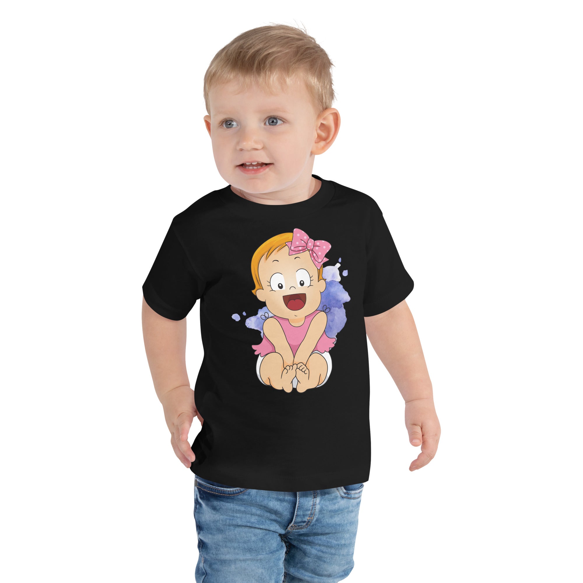 Camiseta de manga corta para niños pequeños - Cutie (Negro)