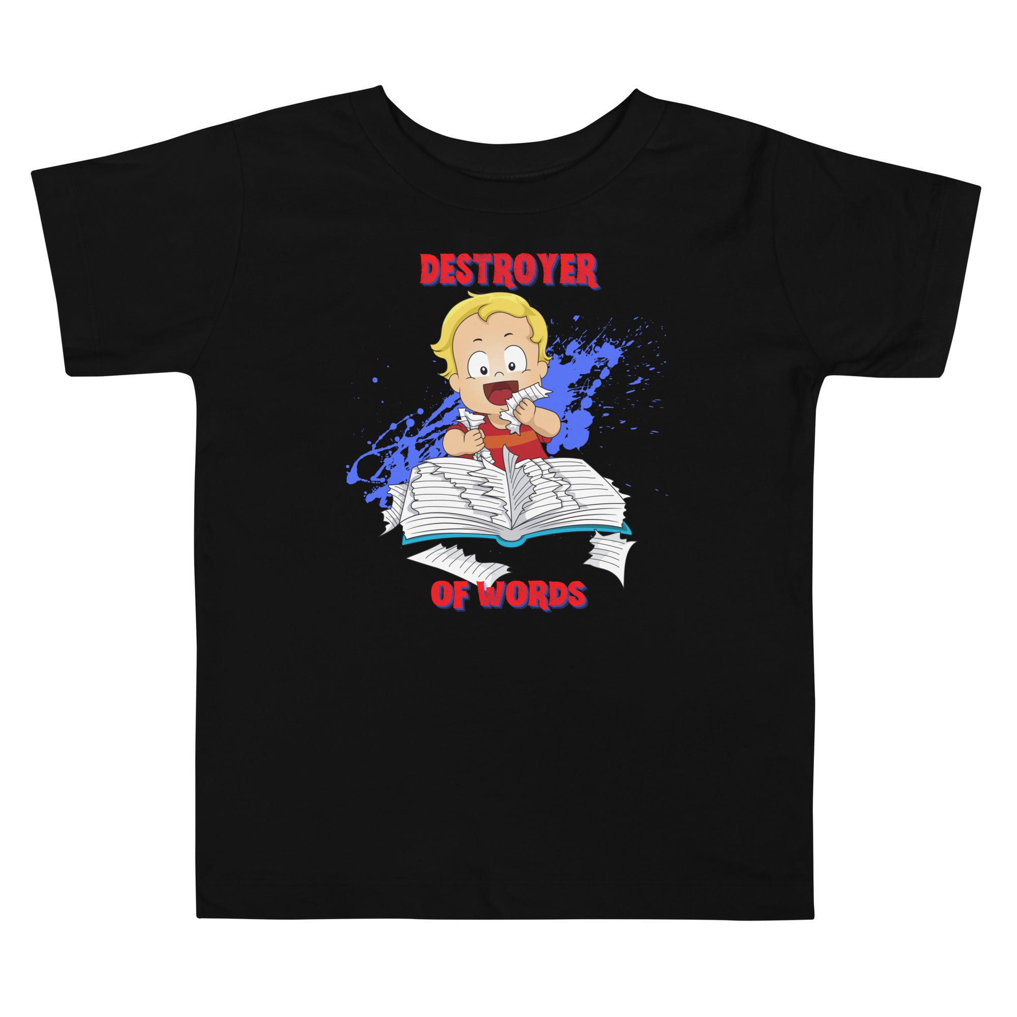 Camiseta de manga corta para niños pequeños - Destructor de palabras (negro)