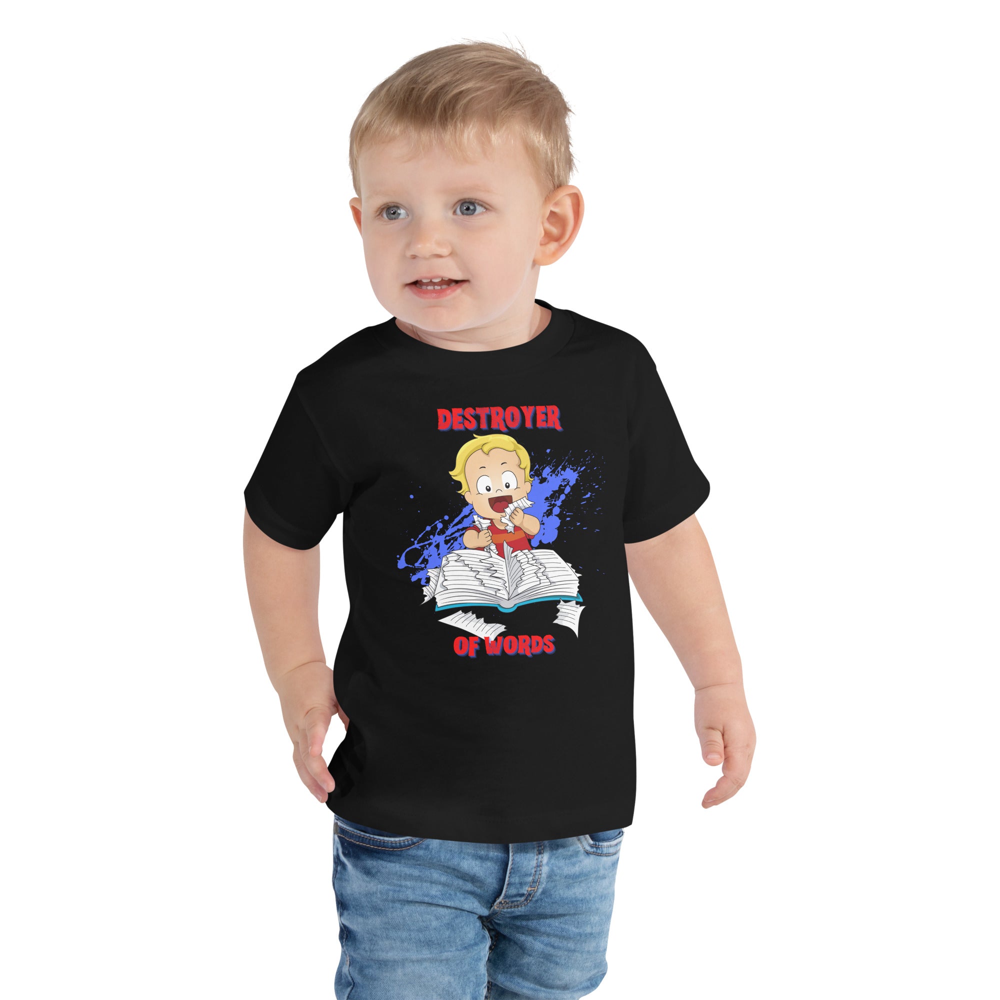 Toddler Short Sleeve Tee - Destroyer of Words (Black)