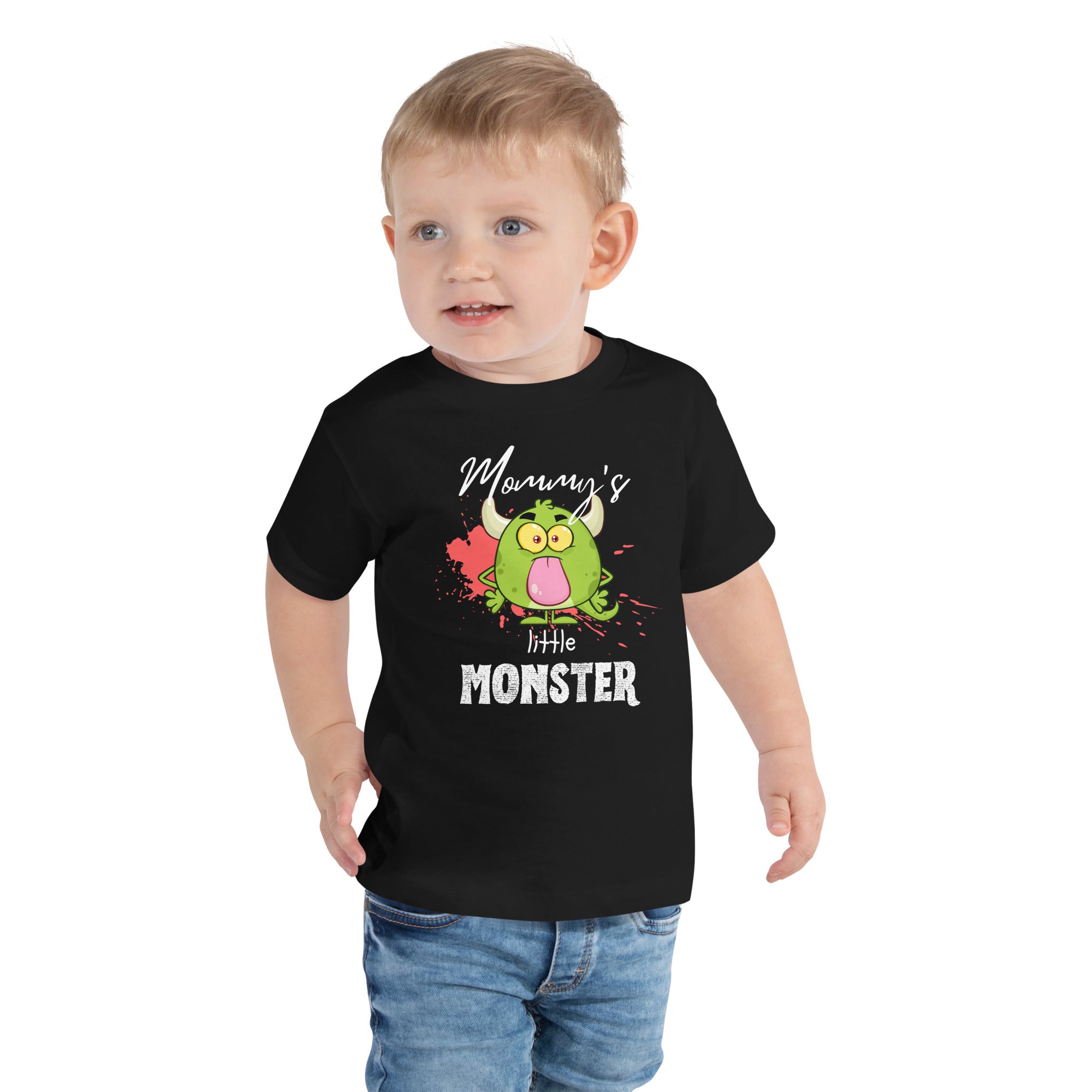 Camiseta de manga corta para niños pequeños - Little Monster (Negro)