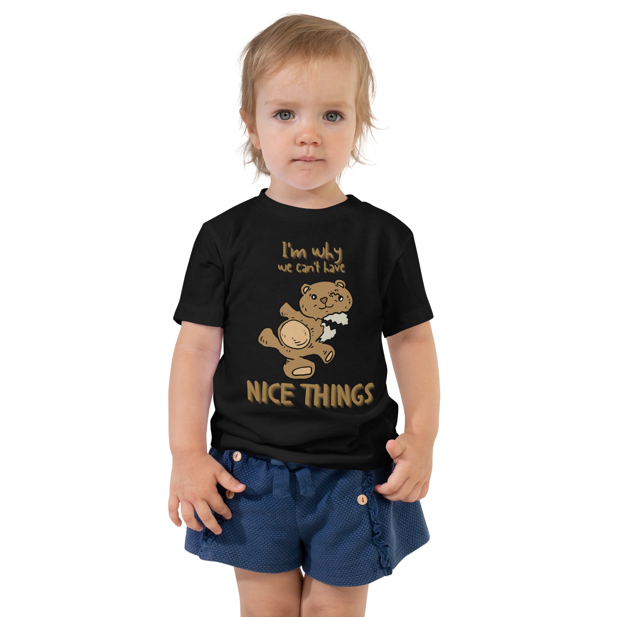 Camiseta de manga corta para niños pequeños - Nice Things (Negro)