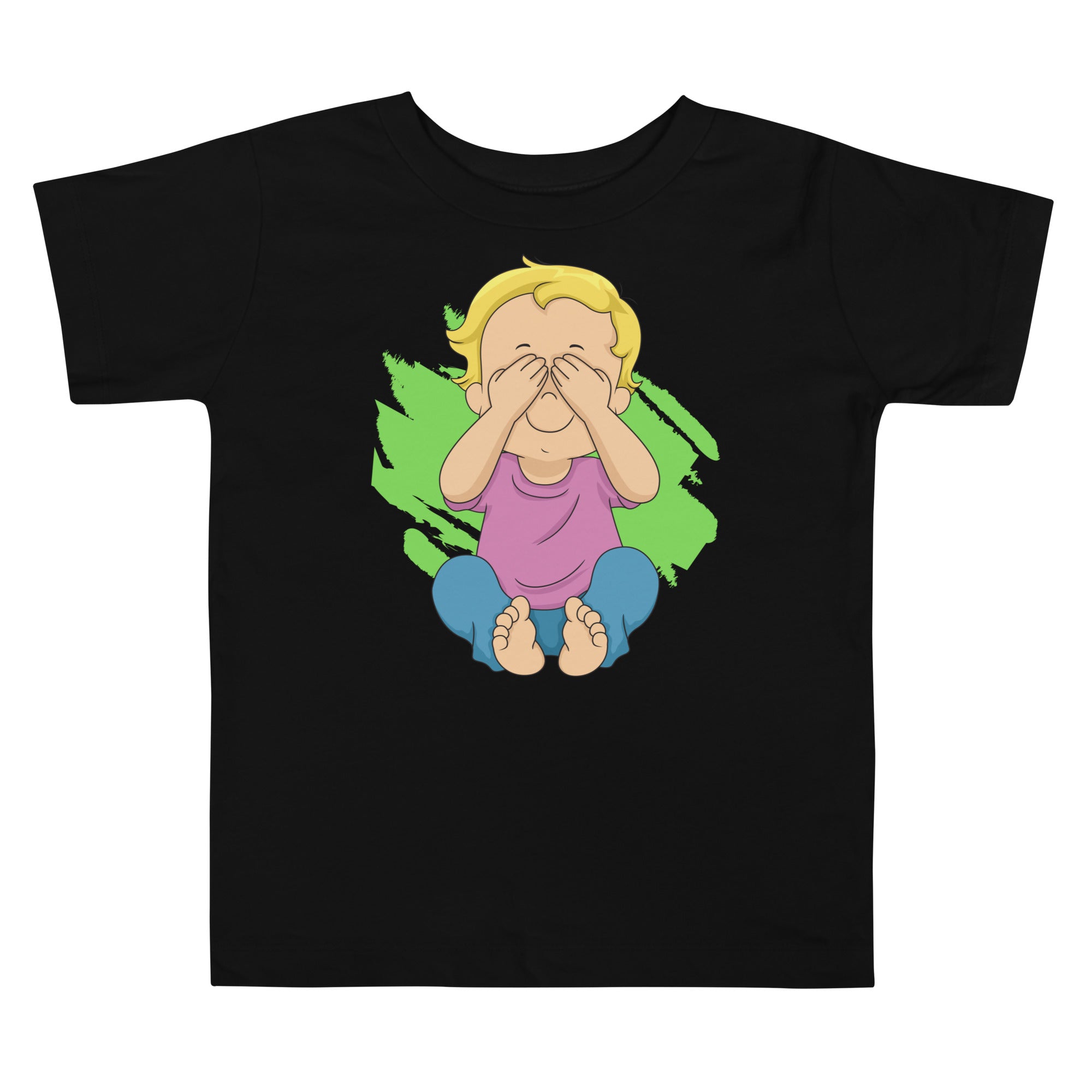 Camiseta de manga corta para niños pequeños - Peekaboo (negro)