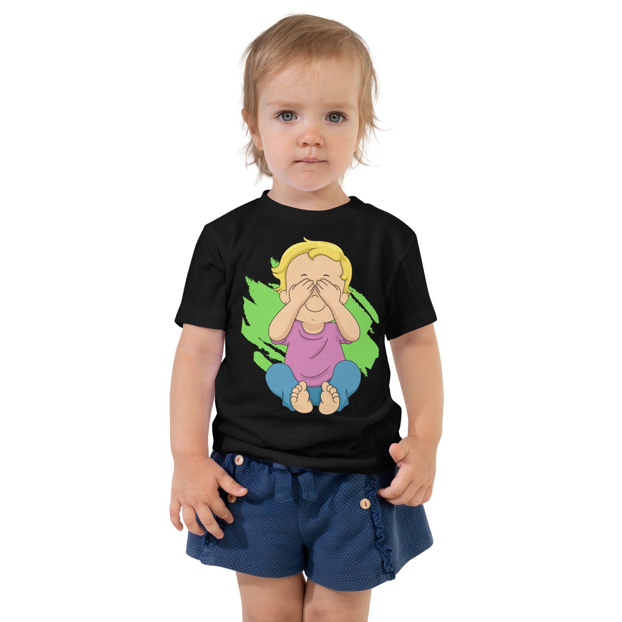 Toddler Short Sleeve Tee - Peekaboo (Black)