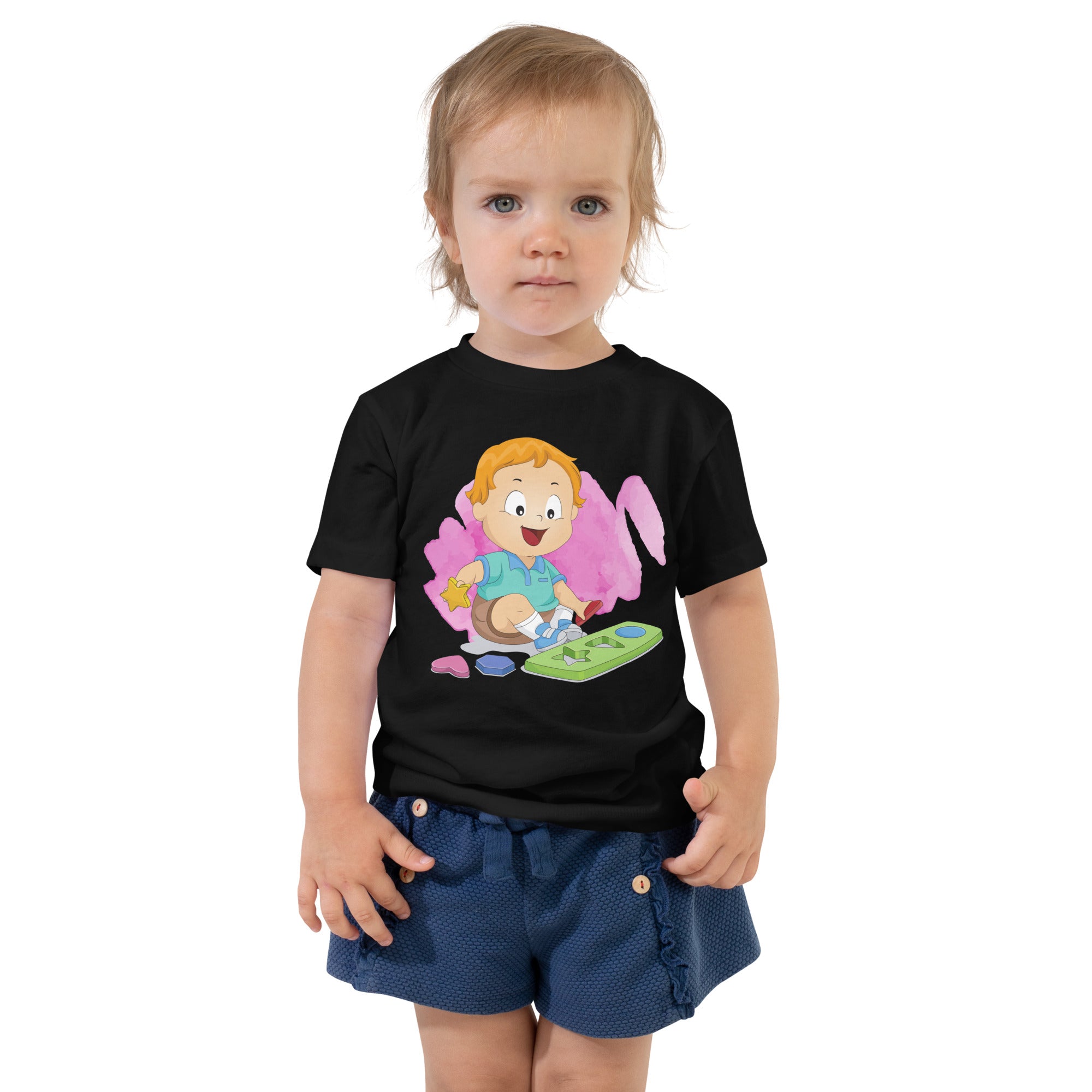 Toddler Short Sleeve Tee - Shapes (Black)