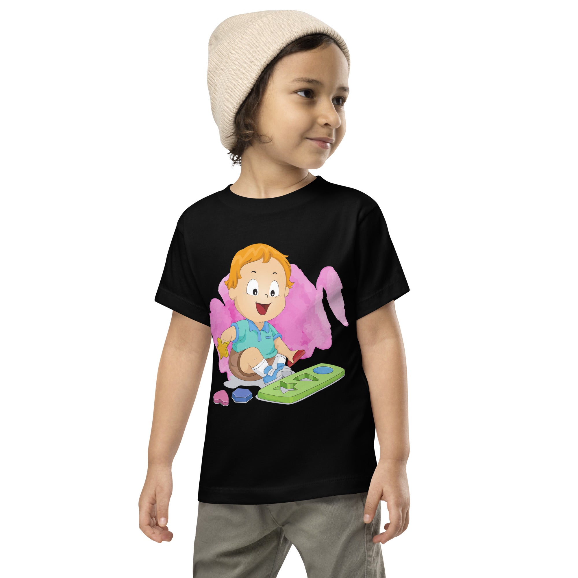 Toddler Short Sleeve Tee - Shapes (Black)