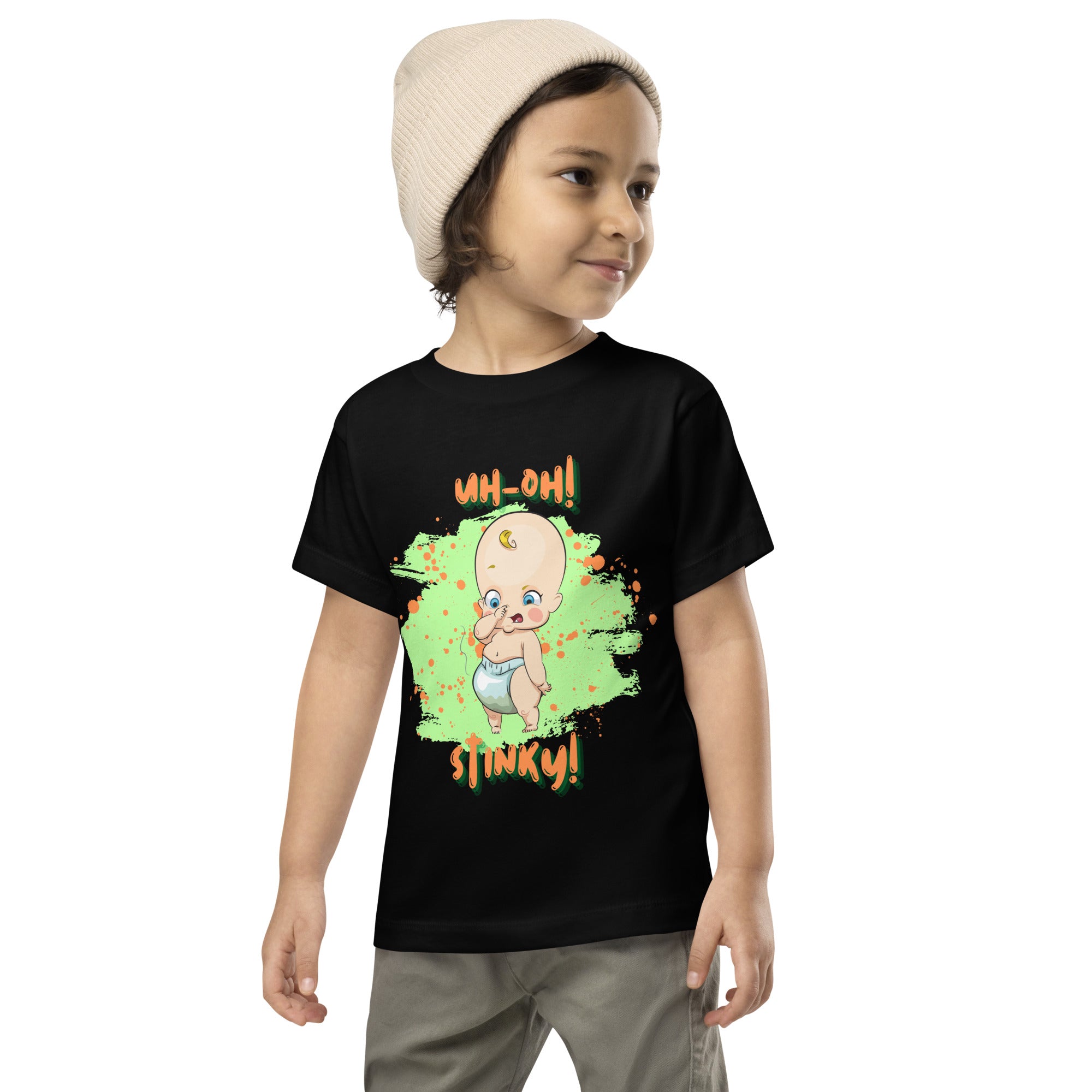 Camiseta de manga corta para niños pequeños - Stinky (Negro)