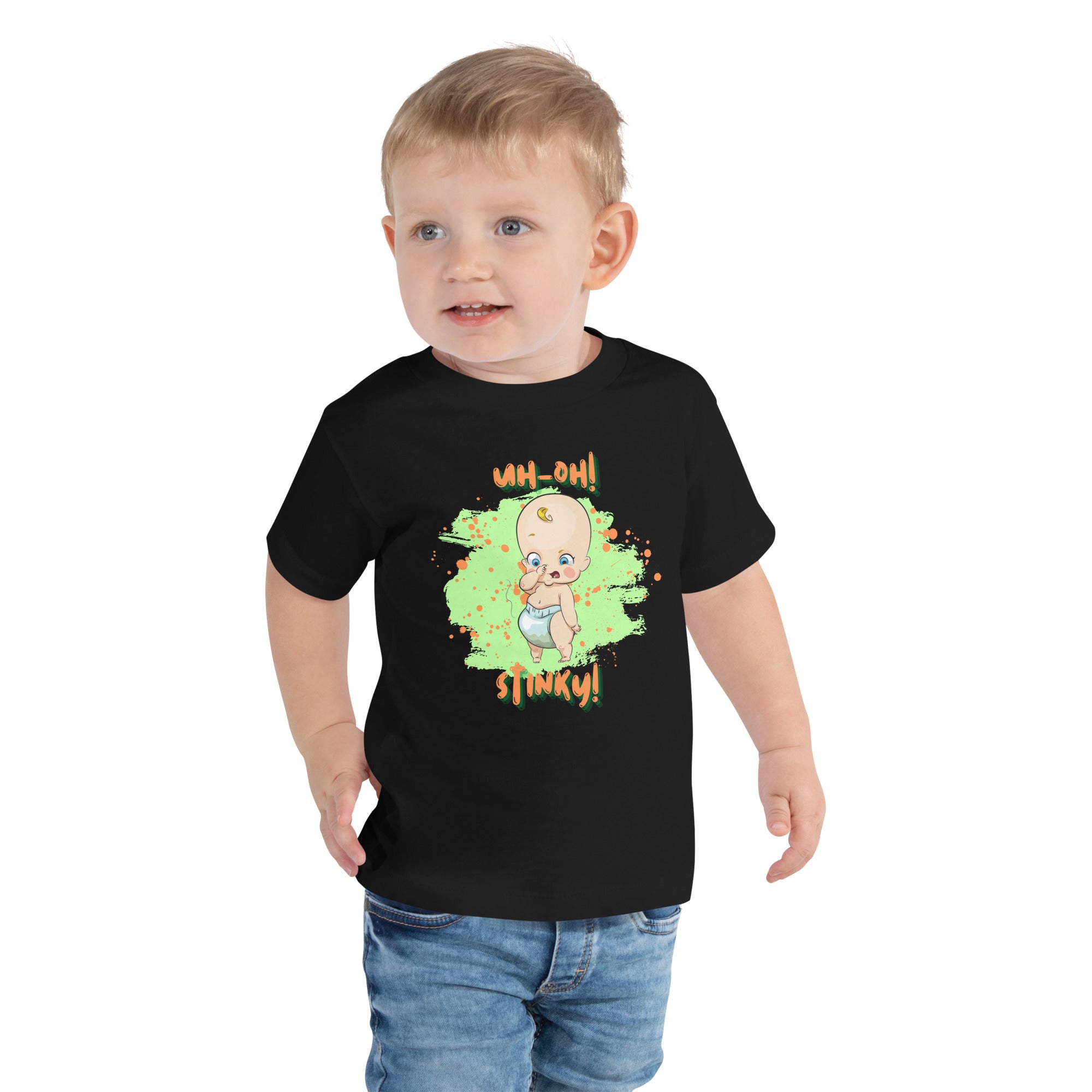 Camiseta de manga corta para niños pequeños - Stinky (Negro)