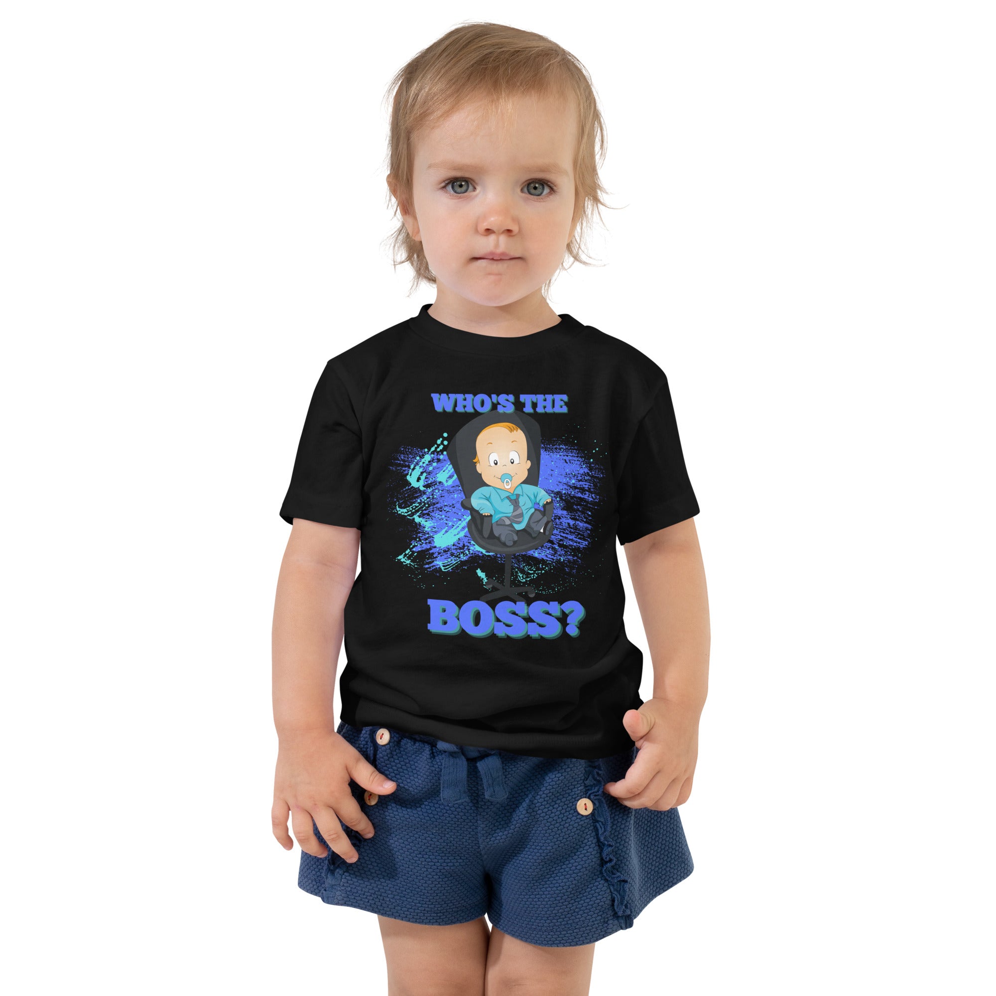 Camiseta de manga corta para niños pequeños - The Boss (Negro)