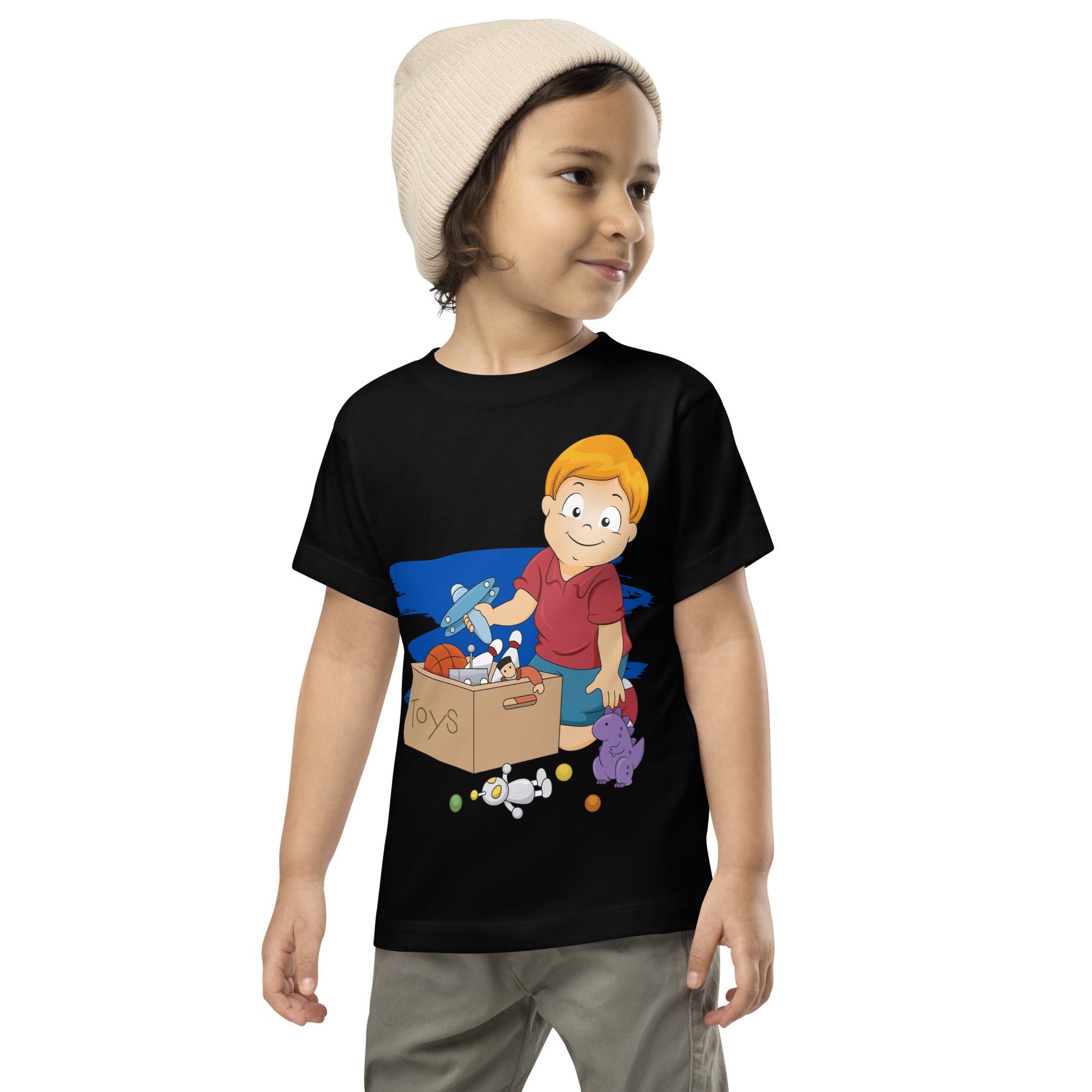 Camiseta de manga corta para niños pequeños - Toybox (Negro)