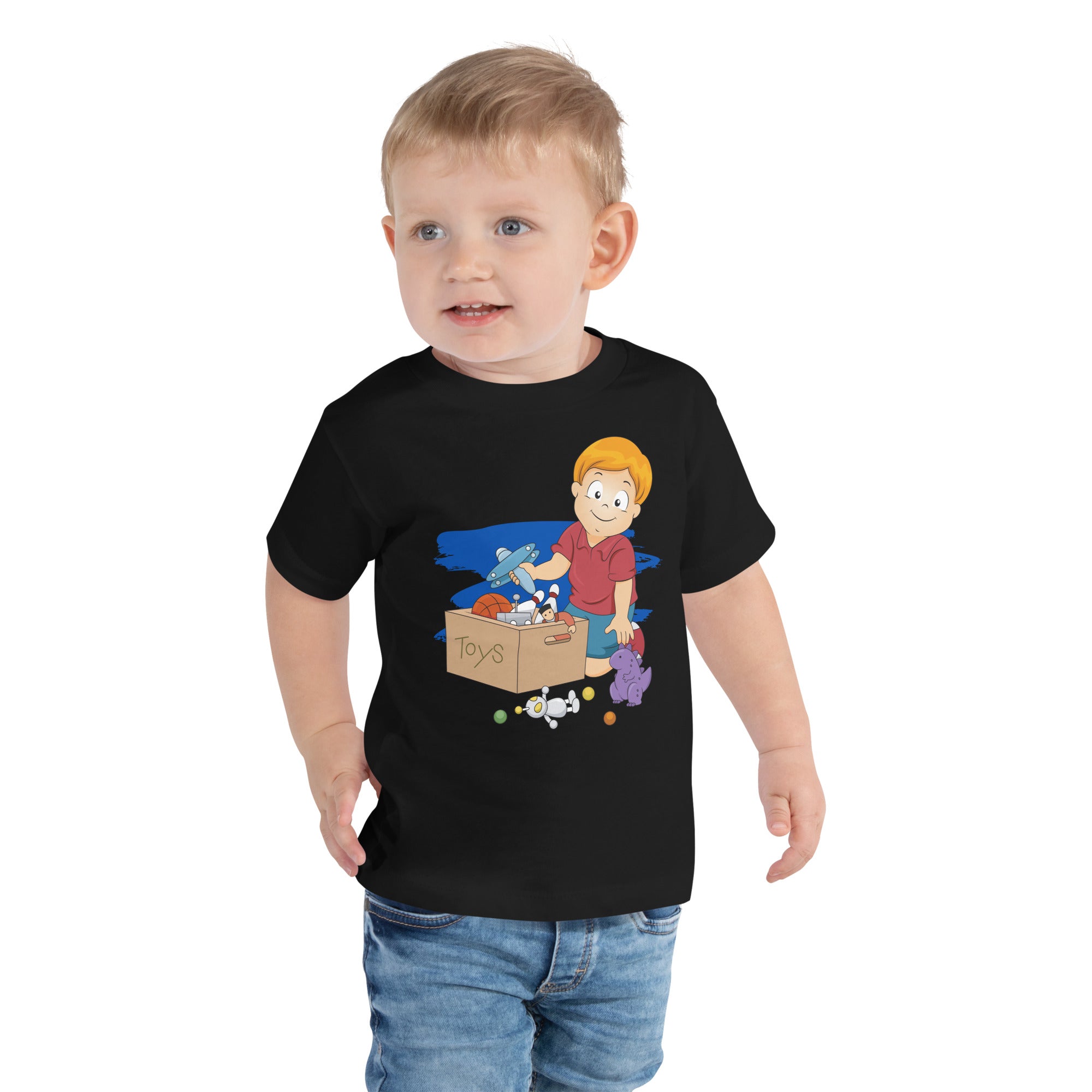 Camiseta de manga corta para niños pequeños - Toybox (Negro)