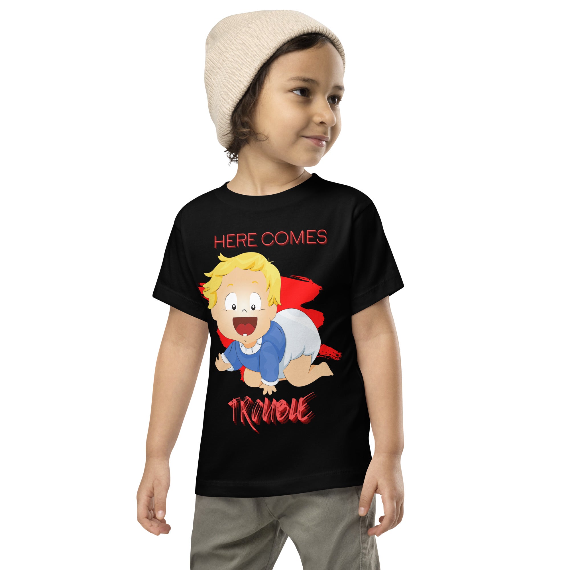 Toddler Short Sleeve Tee - Trouble (Black)