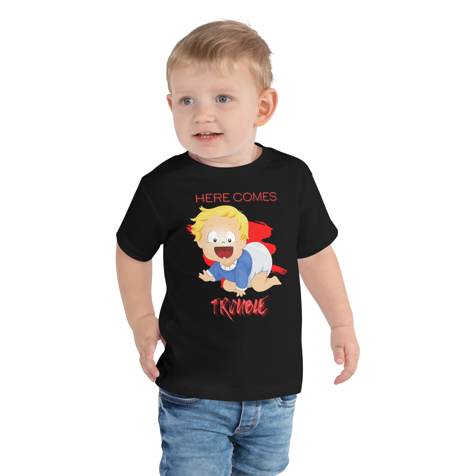 Toddler Short Sleeve Tee - Trouble (Black)