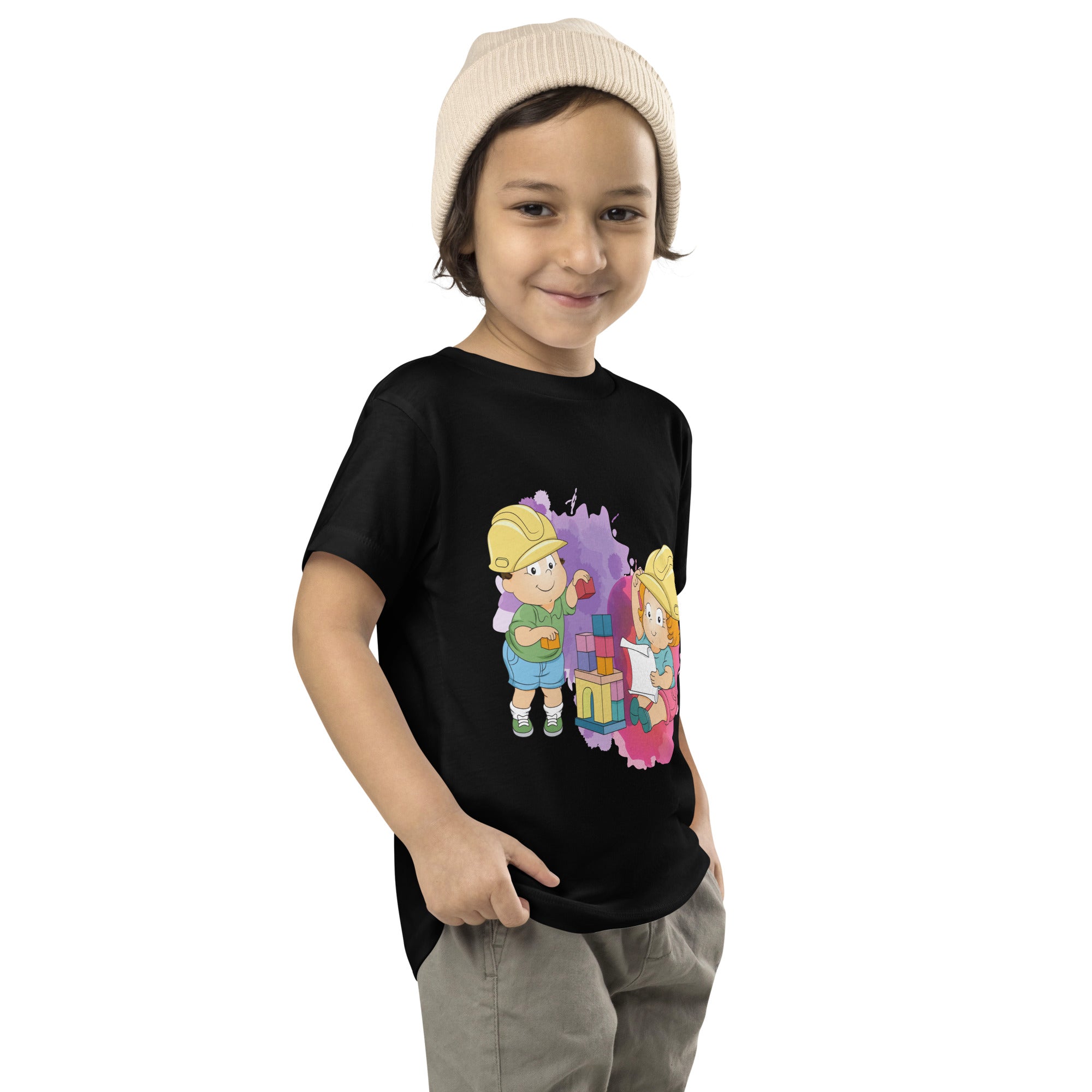 Camiseta de manga corta para niños pequeños - Bloques (negro)