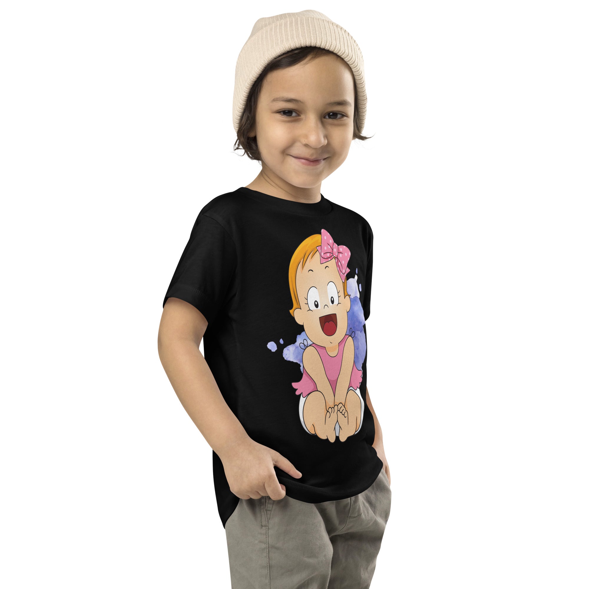 Camiseta de manga corta para niños pequeños - Cutie (Negro)