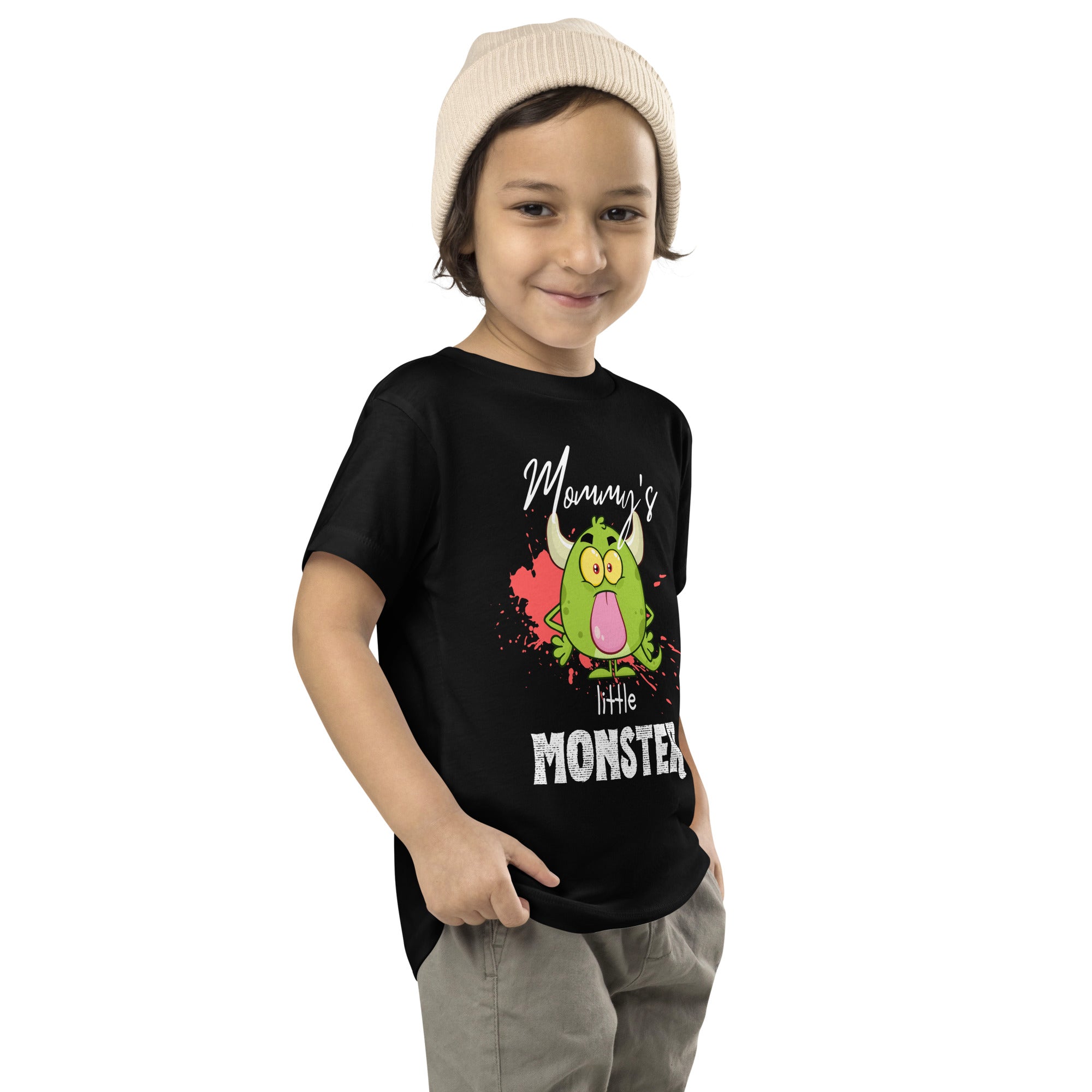 Camiseta de manga corta para niños pequeños - Little Monster (Negro)