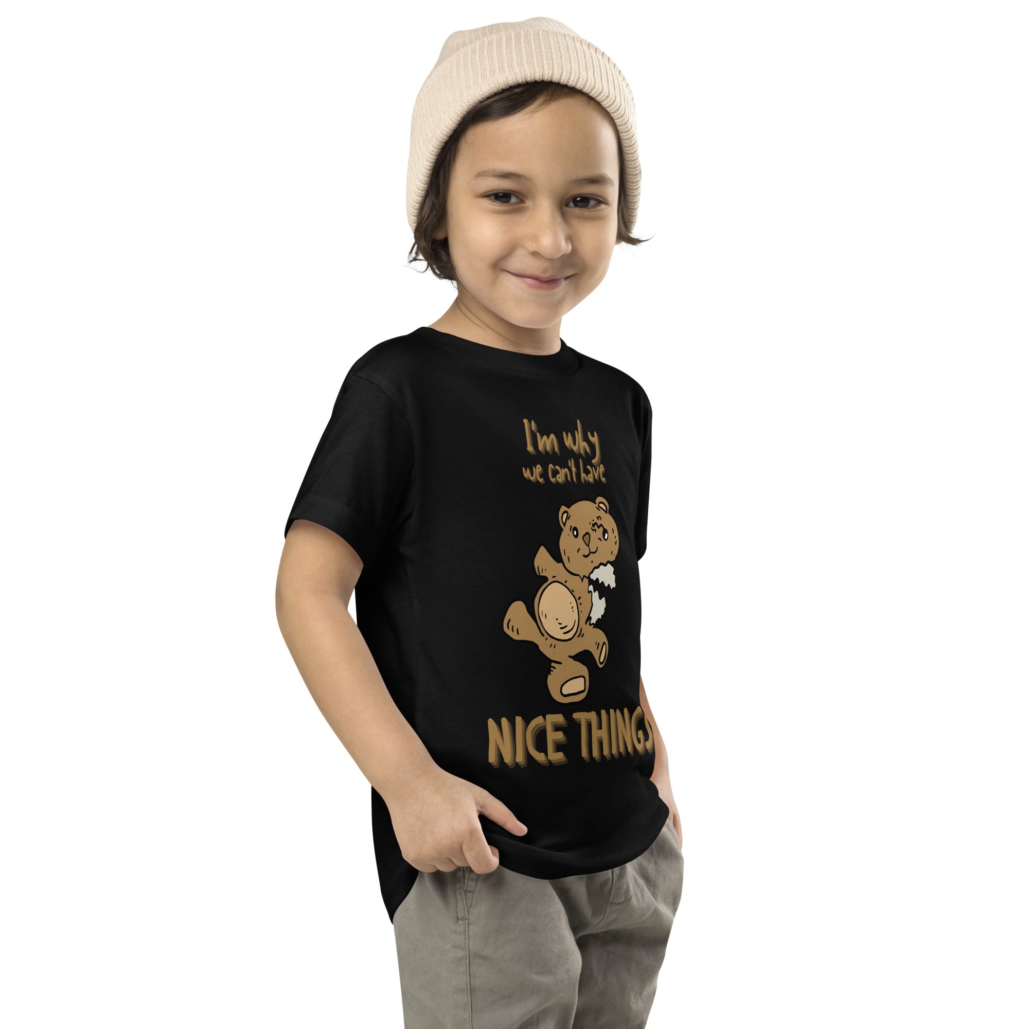 Camiseta de manga corta para niños pequeños - Nice Things (Negro)