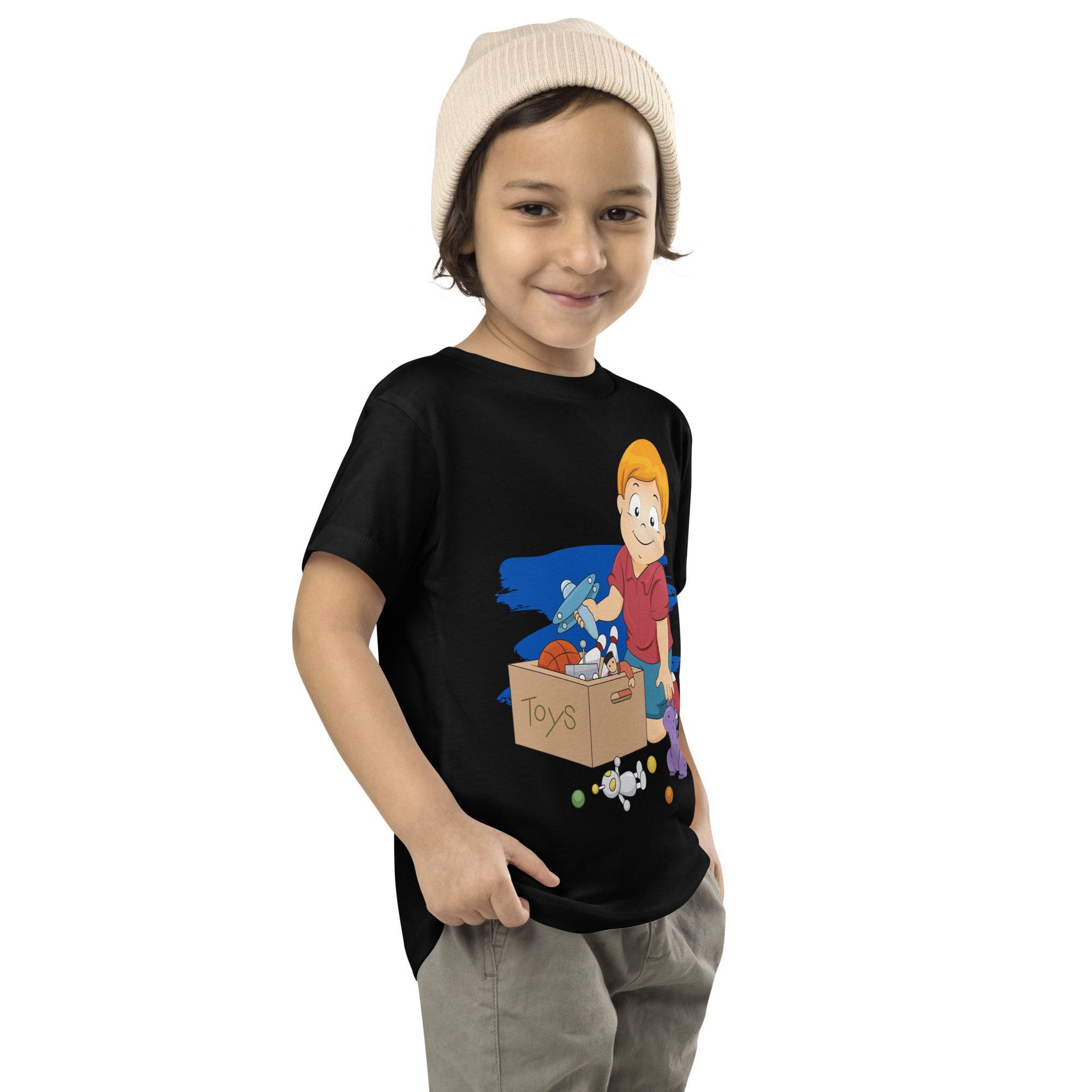 Camiseta de manga corta para niños pequeños - Toybox (Negro)