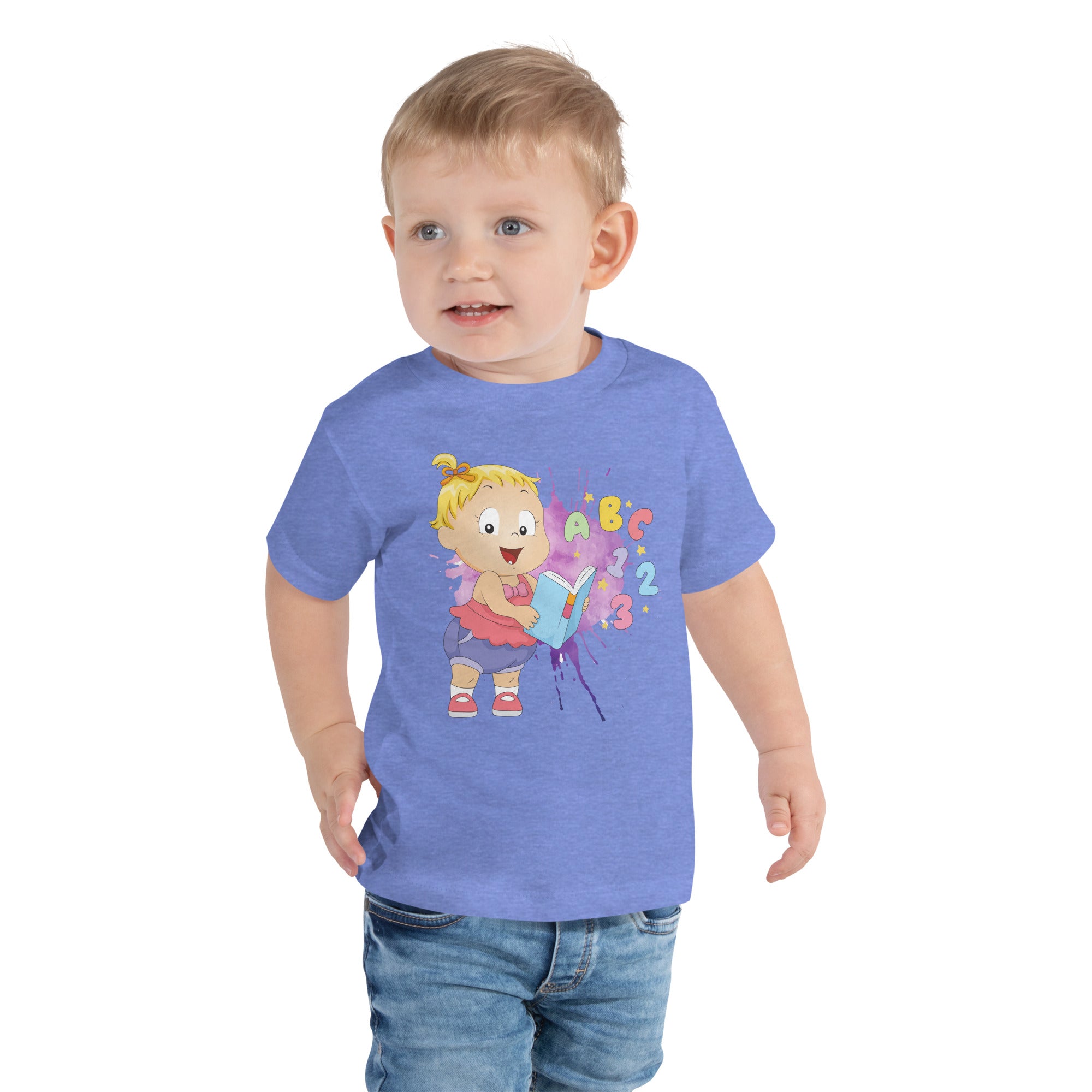 Camiseta de manga corta para niños pequeños - ABC123 (Colores)