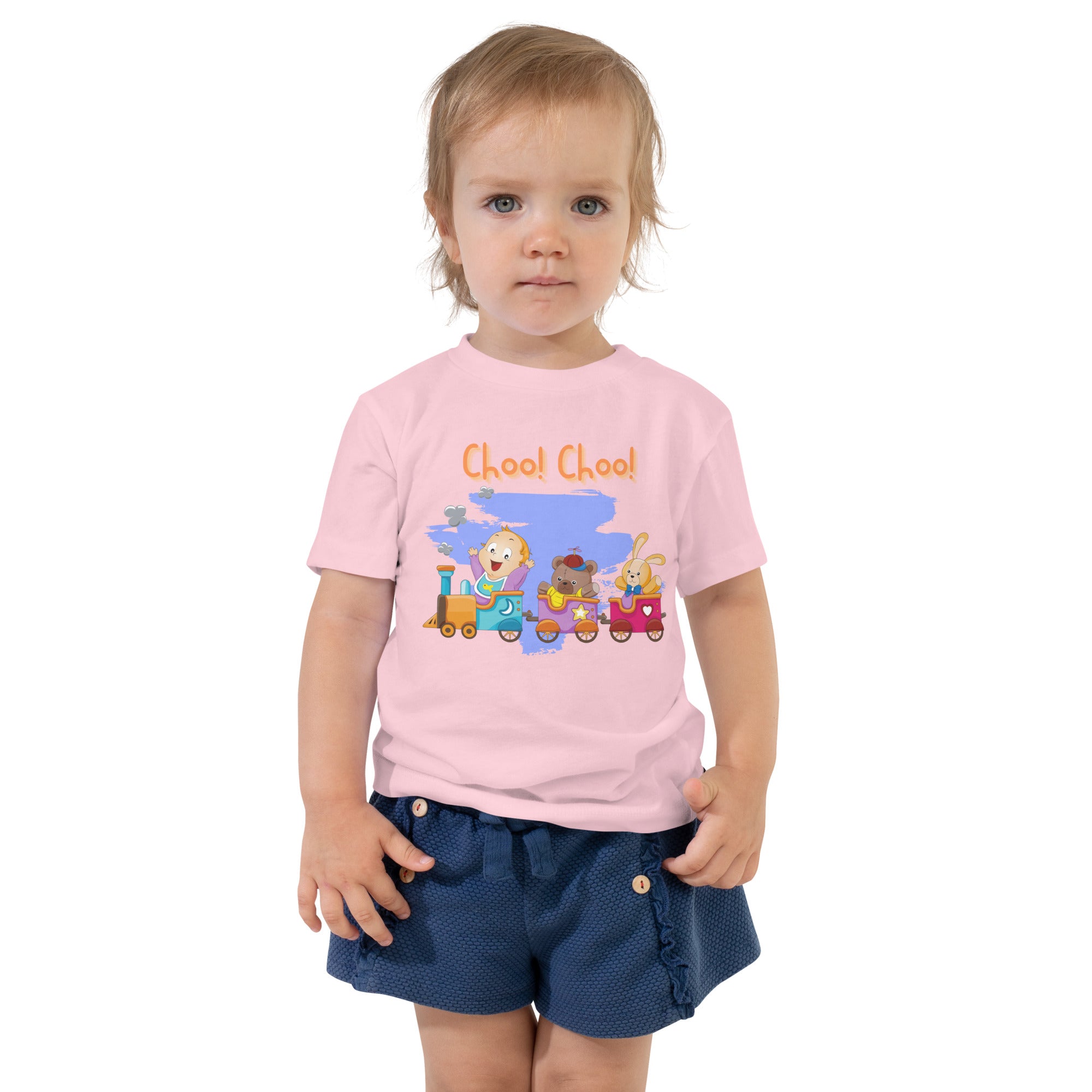 Camiseta de manga corta para niños pequeños - ¡Choo! ¡Chú! (Colores)