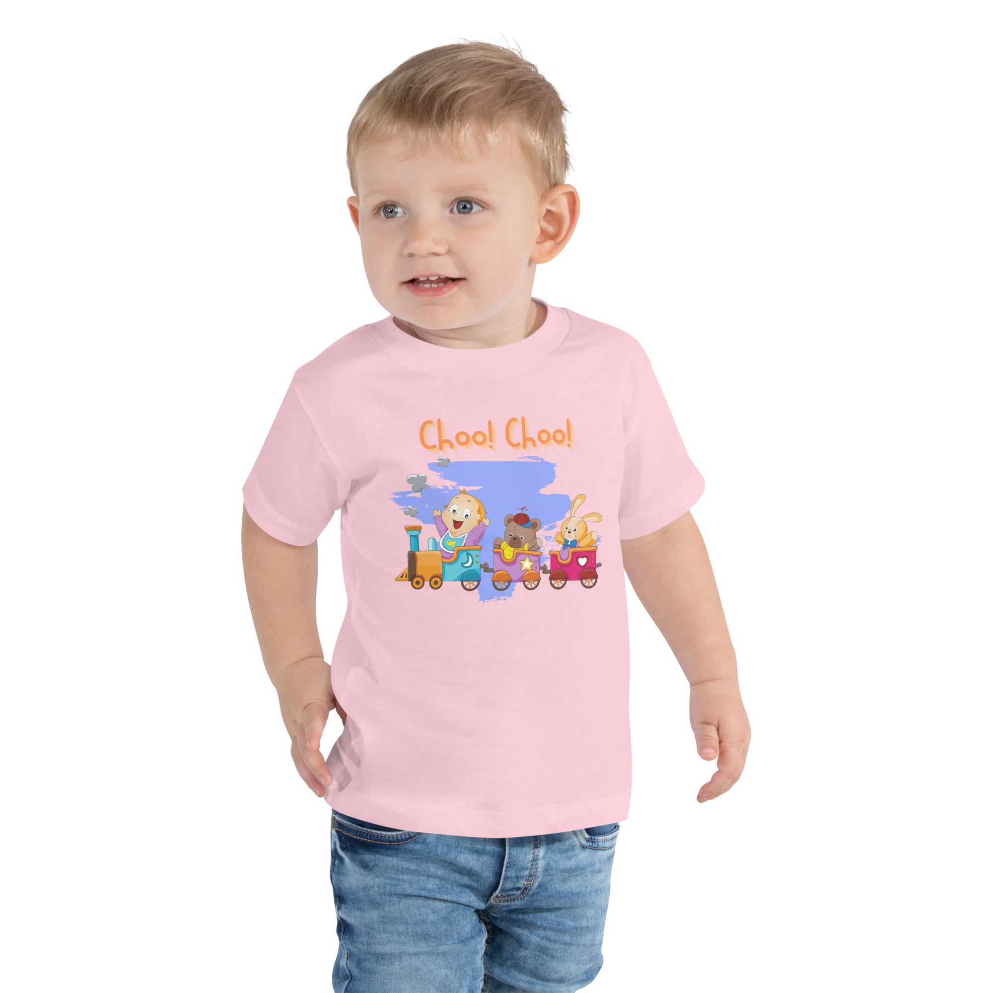 Camiseta de manga corta para niños pequeños - ¡Choo! ¡Chú! (Colores)