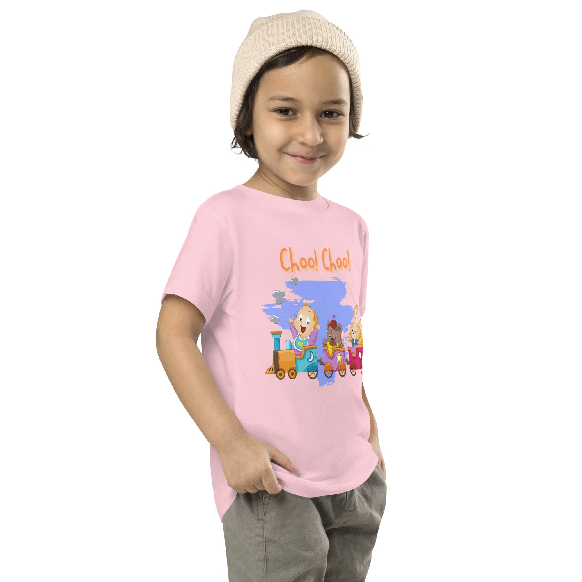 Camiseta de manga corta para niños pequeños - ¡Choo! ¡Chú! (Colores)