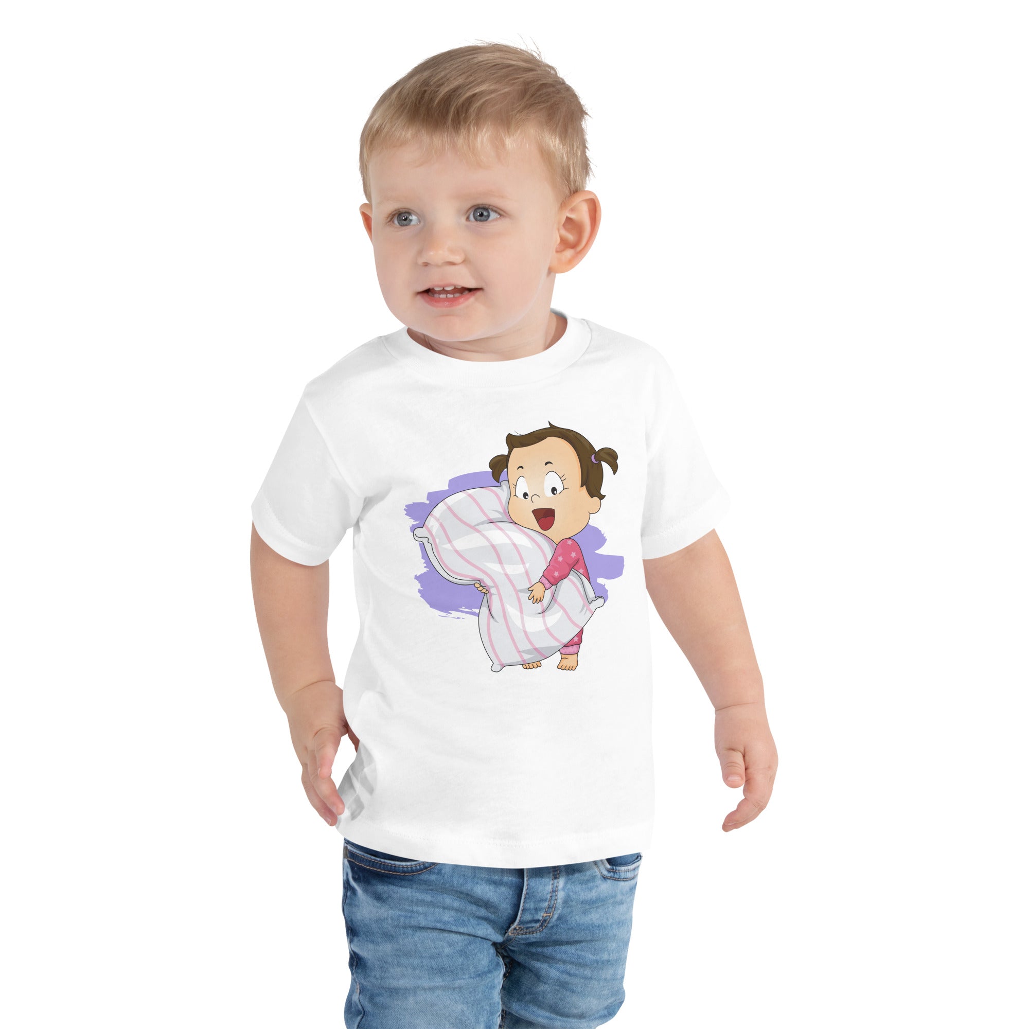 Camiseta de manga corta para niños pequeños - Hora de dormir (Blanco)