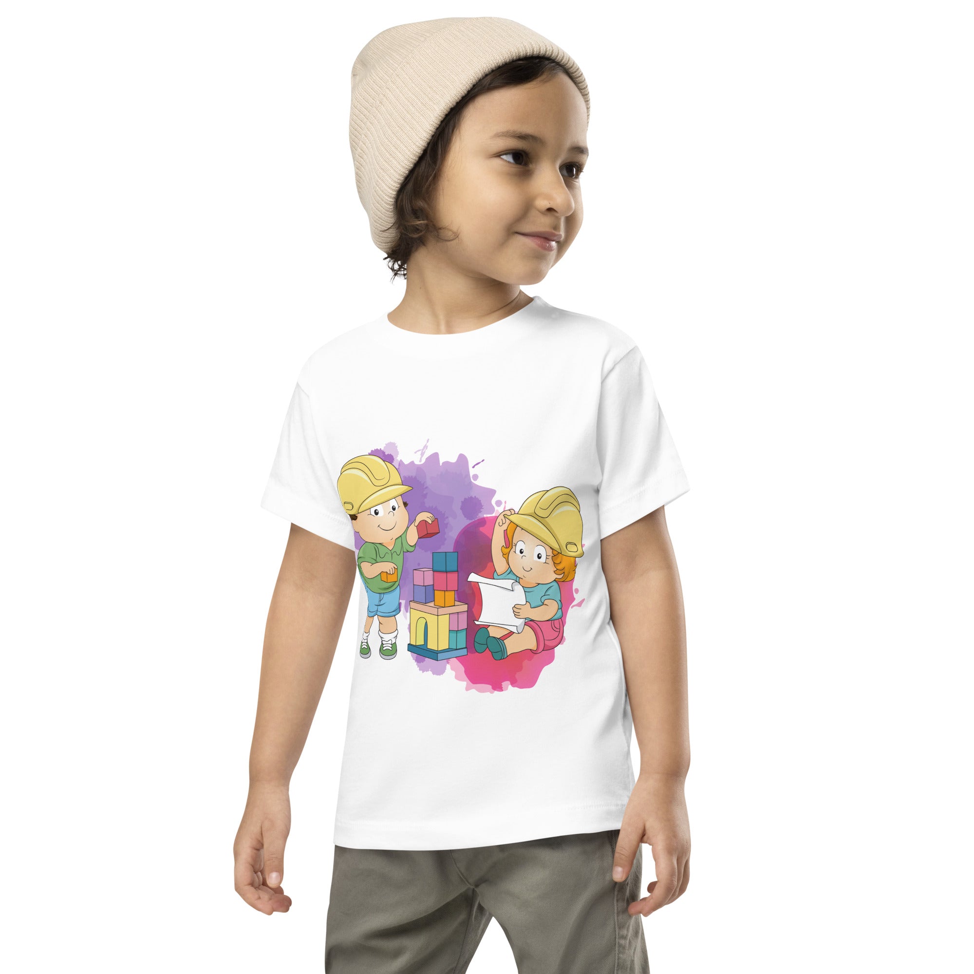 Camiseta de manga corta para niños pequeños - Bloques (Blanco)