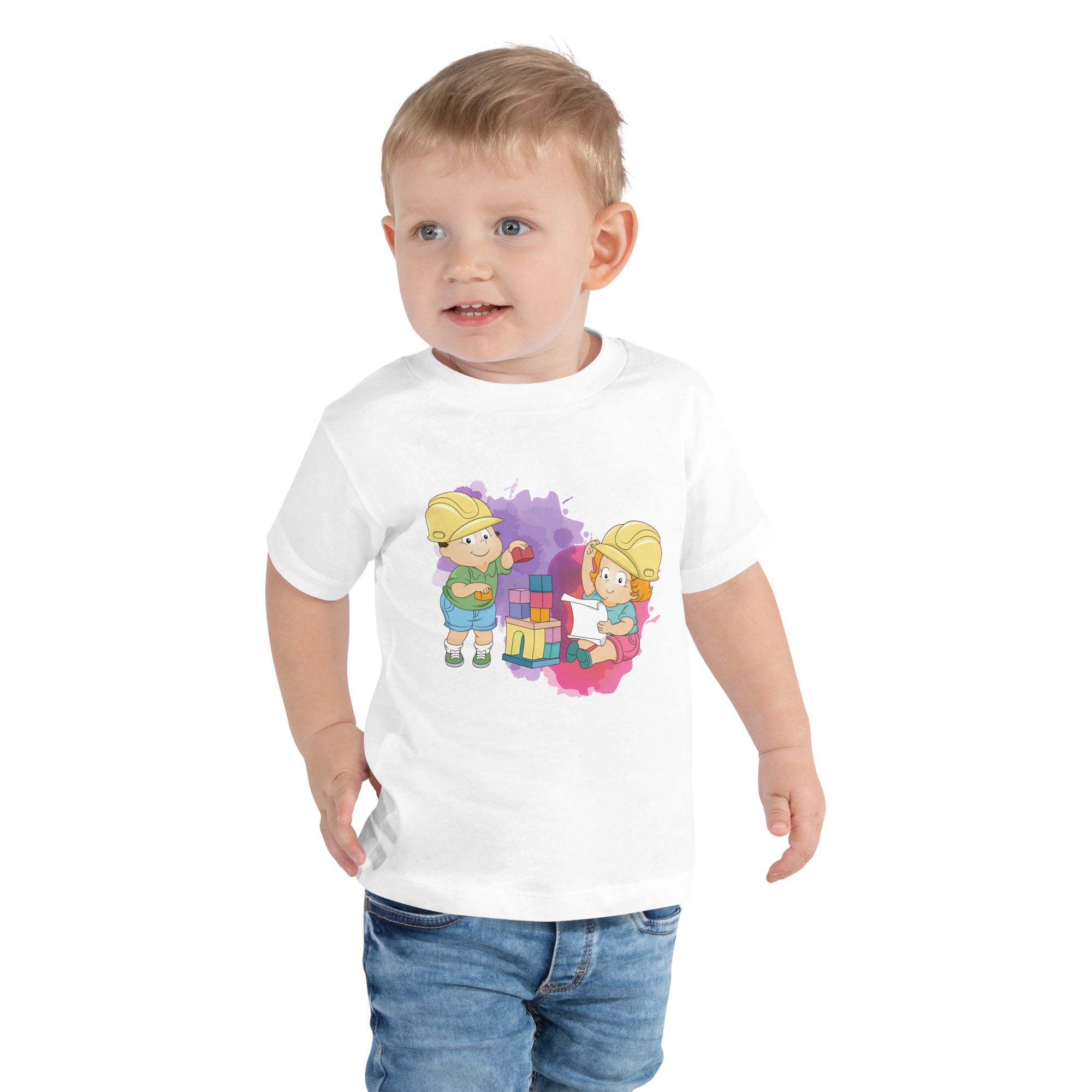 Toddler Short Sleeve Tee - Blocks (White)