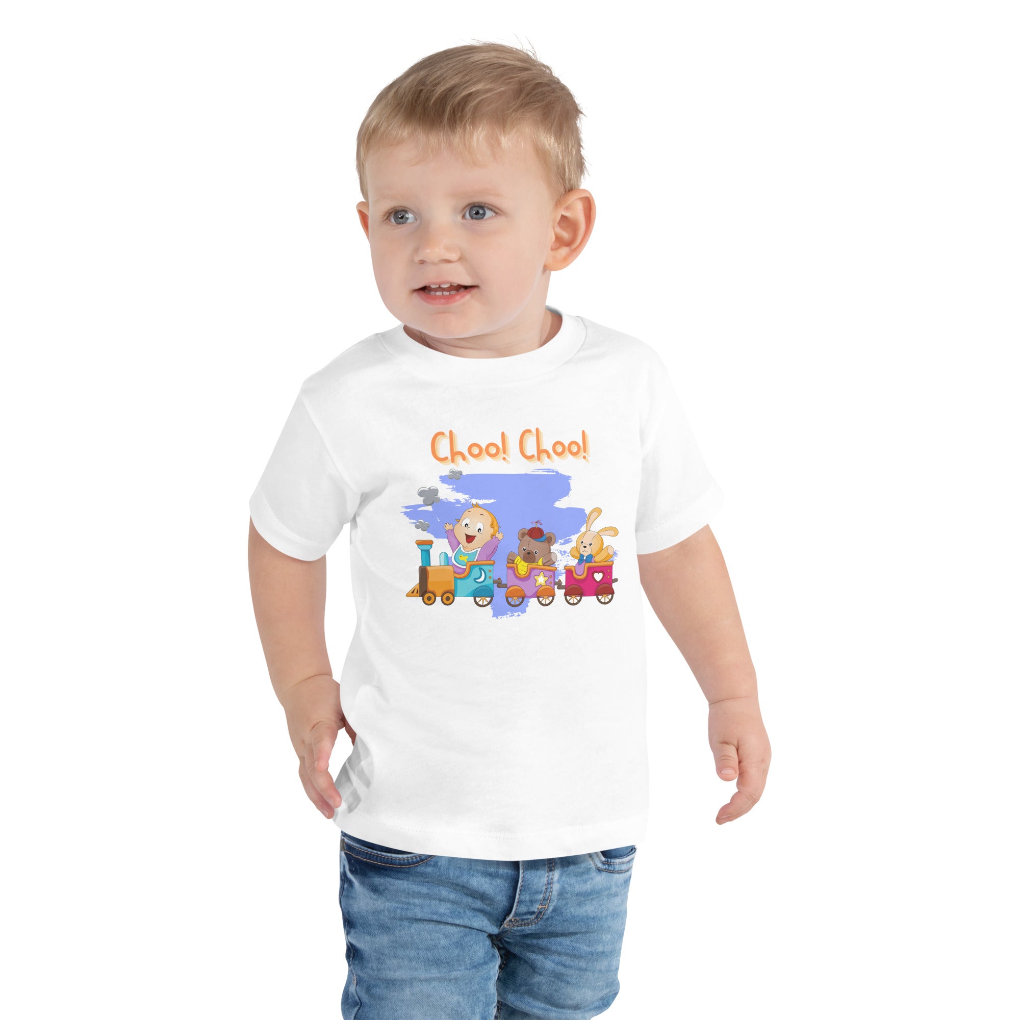 Toddler Short Sleeve Tee - Choo! Choo! (White)