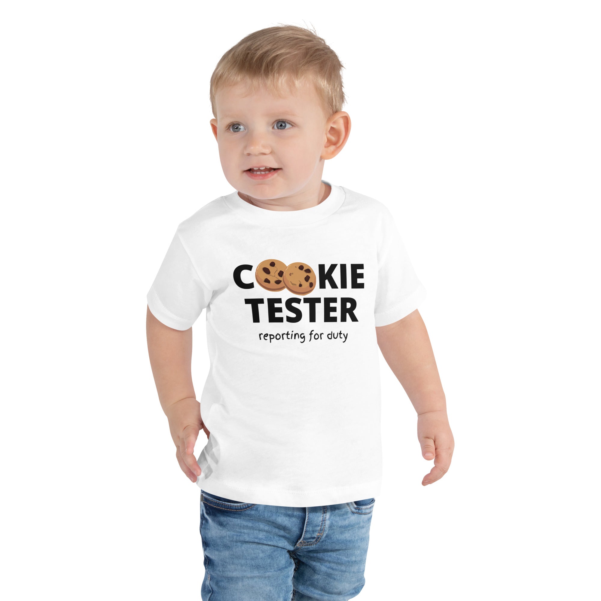 Camiseta de manga corta para niños pequeños - Probador de galletas (Blanco)