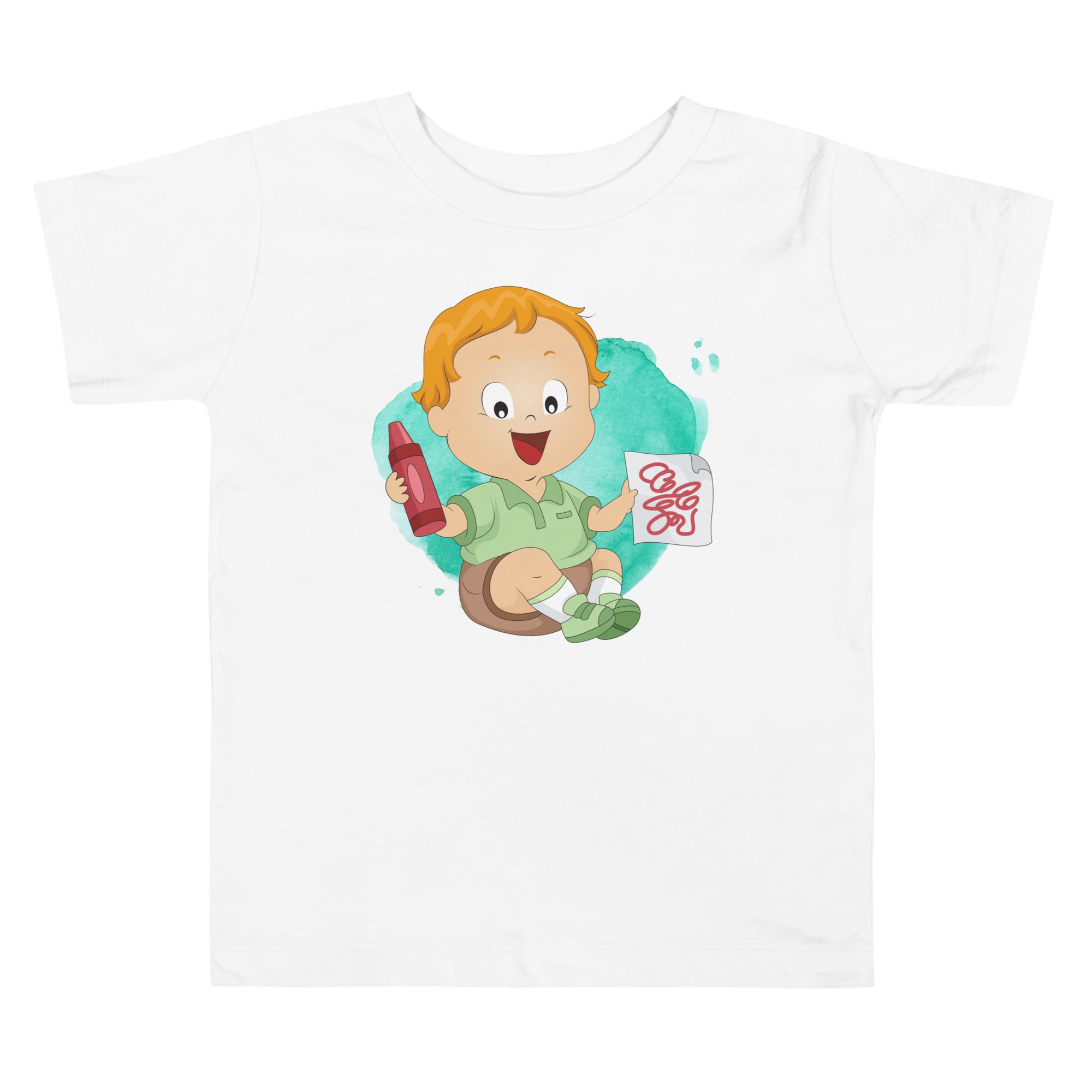 Camiseta de manga corta para niños pequeños - Crayón (Blanco)