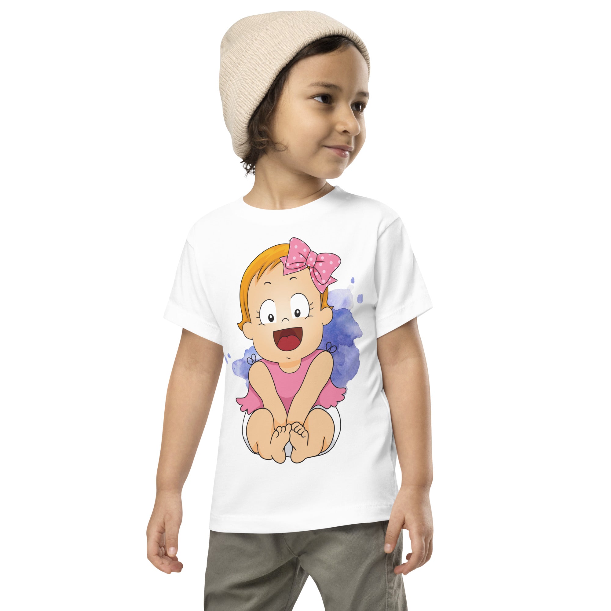 Camiseta de manga corta para niños pequeños - Cutie (Blanco)