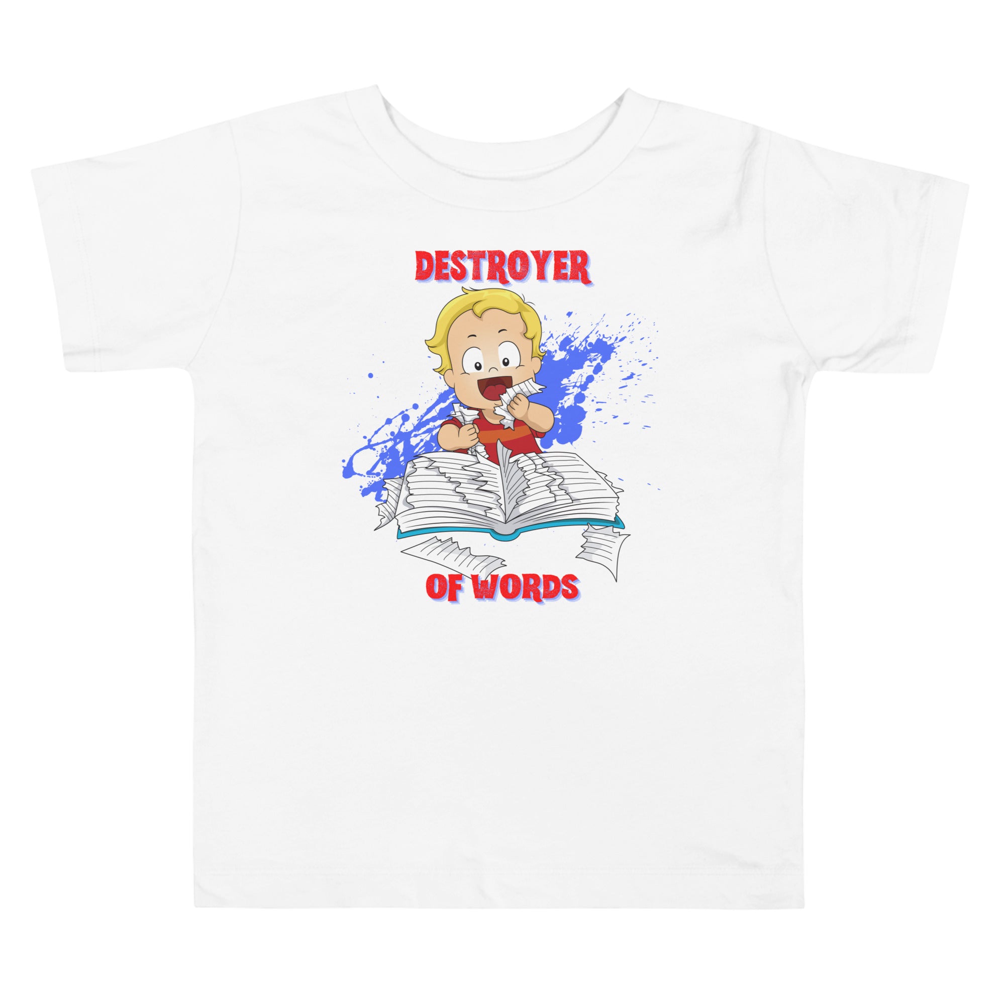 Camiseta de manga corta para niños pequeños - Destructor de palabras (blanco)